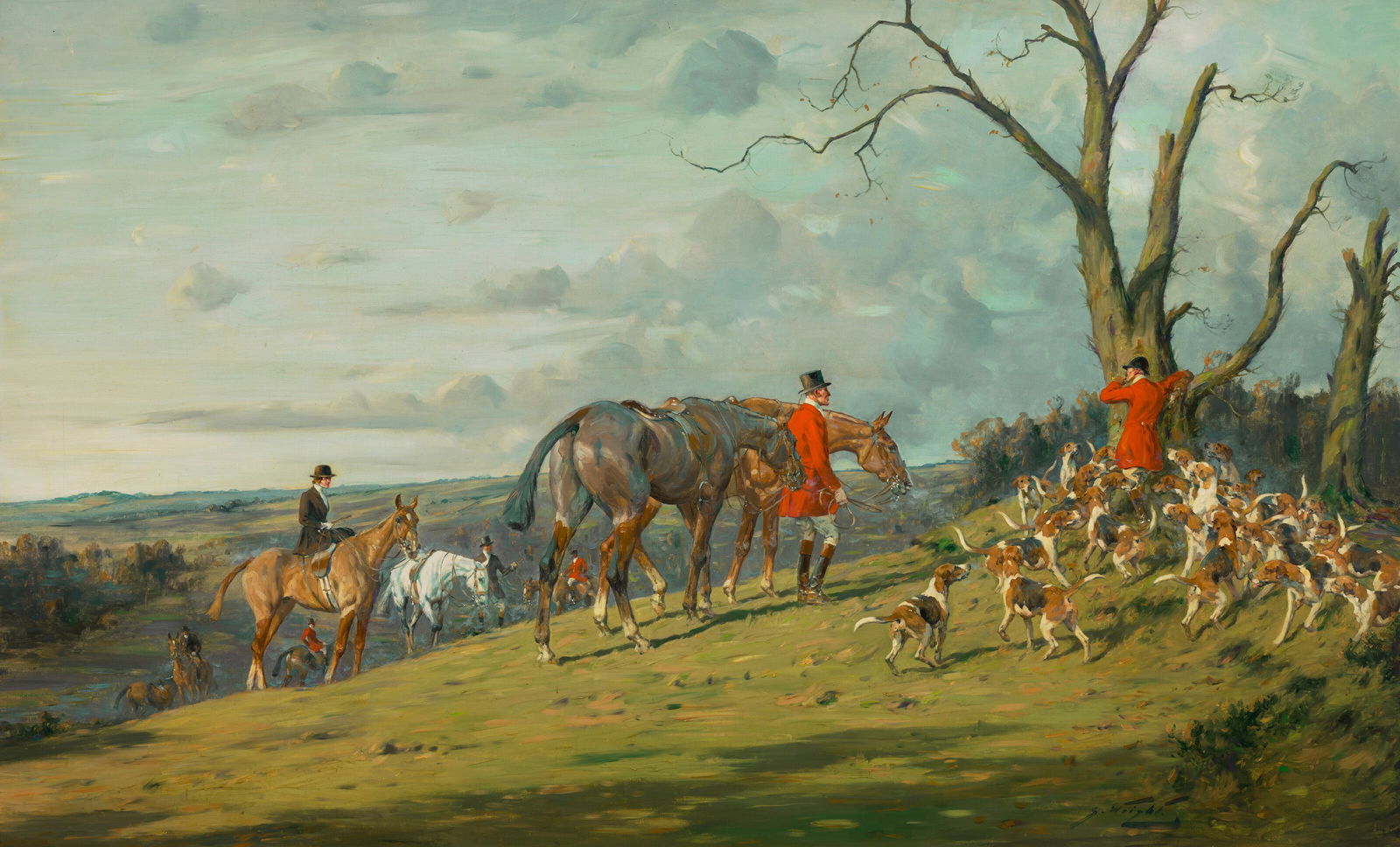 GEORGE WRIGHT (British, 1860-1942) The Treed Fox (1 of 3)