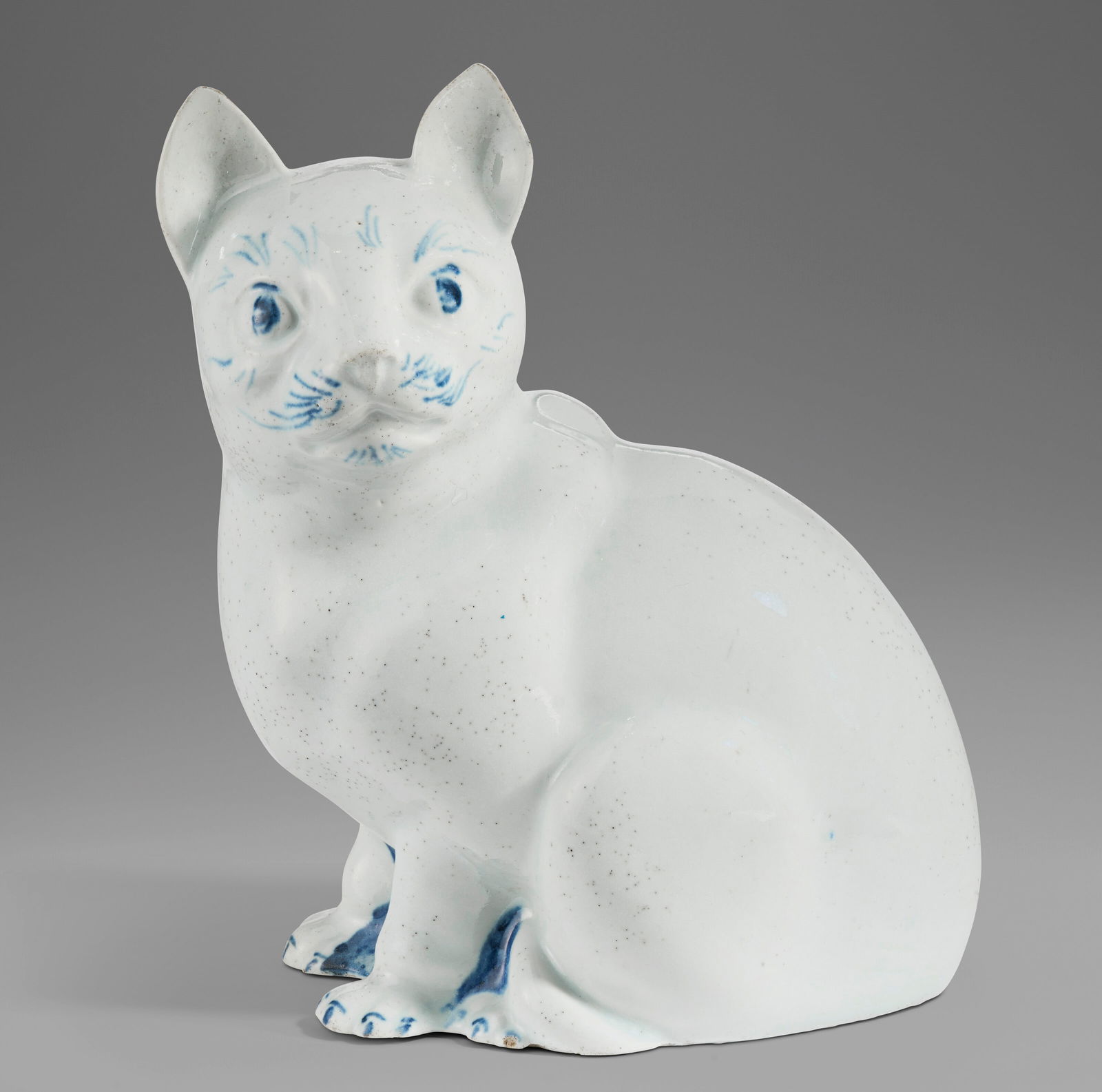 A LIMEHOUSE PORCELAIN MODEL OF A CAT CIRCA 1746-1748 (1 of 6)