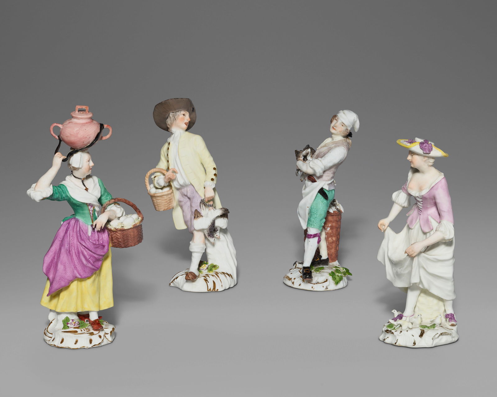 FOUR MEISSEN PORCELAIN 'CRIS DE PARIS' FIGURES THREE CIRCA 1755, THE PLUCKER PORCELAIN CIRCA 1755 (1 of 5)