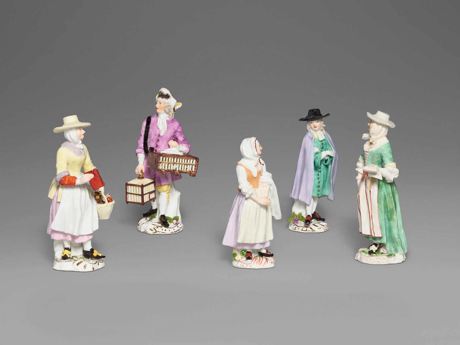 FIVE MEISSEN PORCELAIN 'CRYES OF LONDON’ FIGURES CIRCA 1755, THE FEMALE QUAKER POSSIBLY (1 of 5)