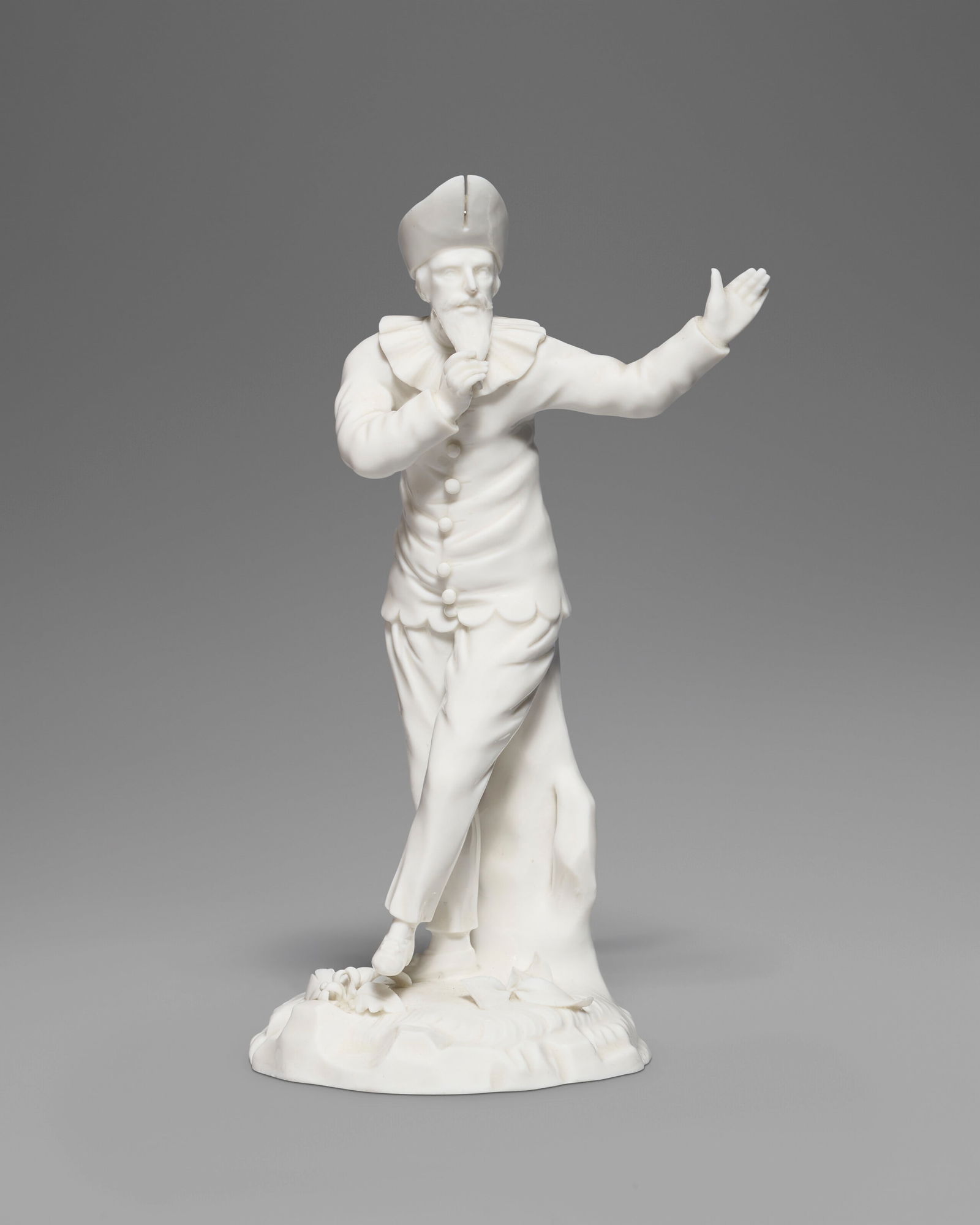 A FULDA PORCELAIN WHITE COMMEDIA DELL'ARTE FIGURE OF PANTALONE CIRCA 1770, BLUE X MARK, PROBABLY (1 of 5)
