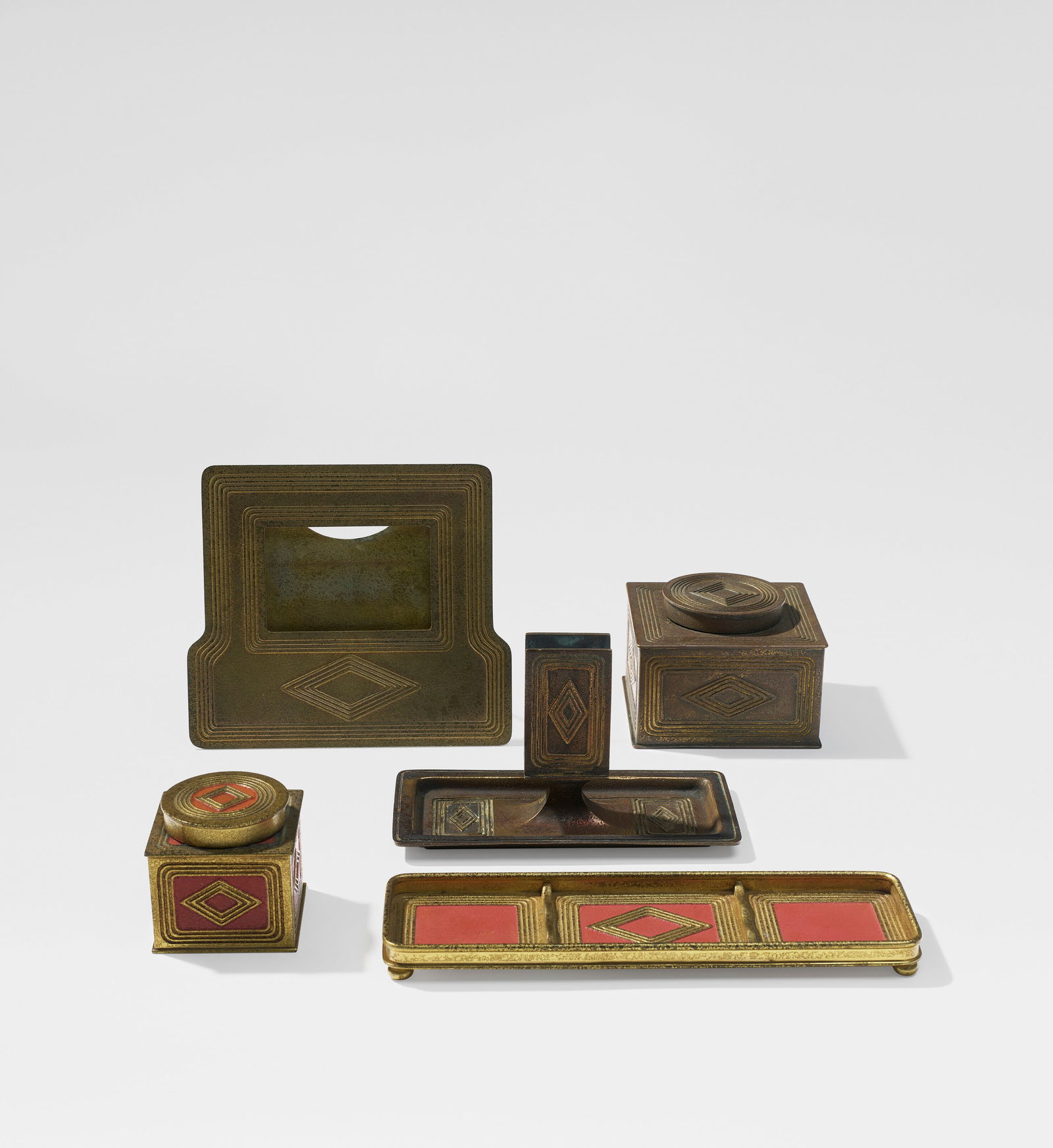 TIFFANY STUDIOS Five-Piece 'Graduate' Desk Set, circa 1915 (1 of 3)