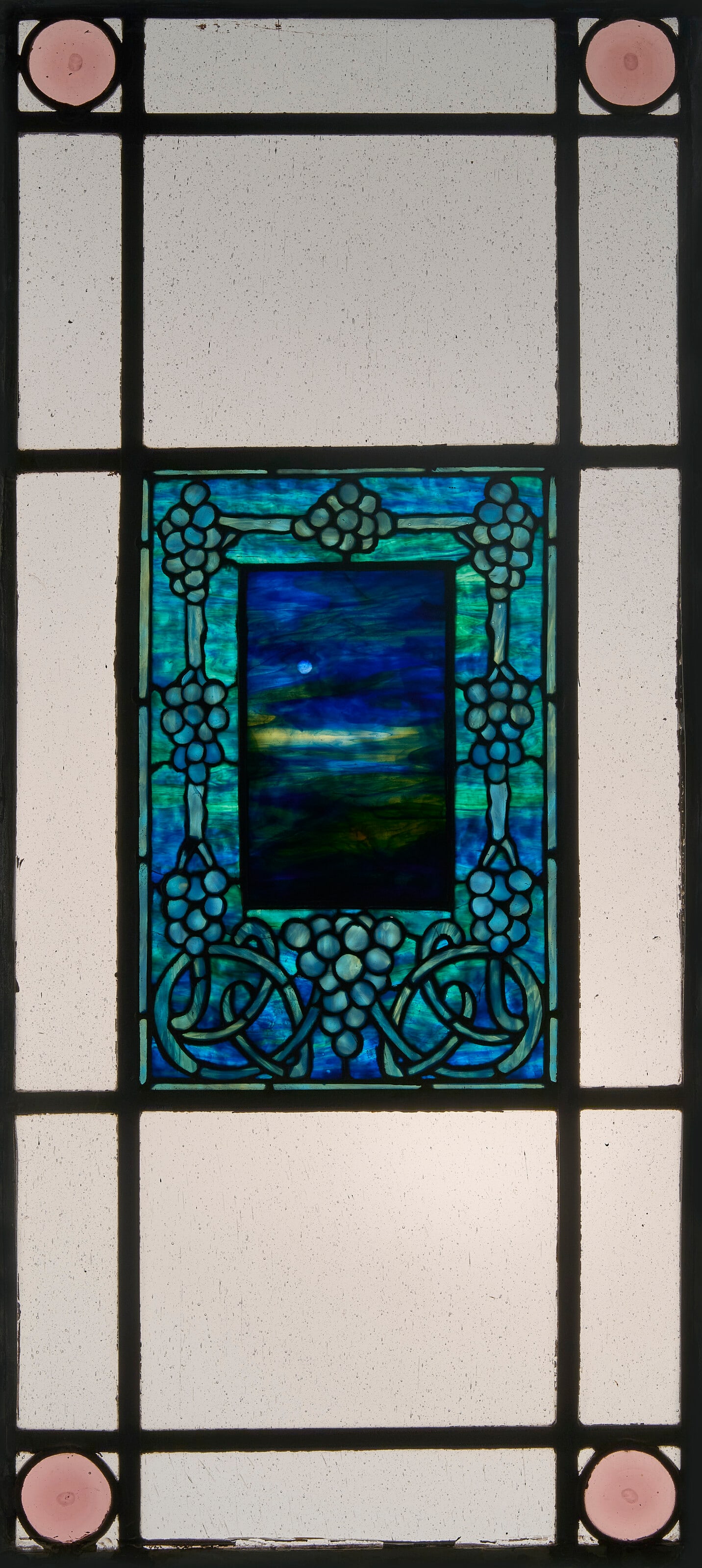 AMERICAN Grape and Landscape Window, circa 1920 (1 of 3)