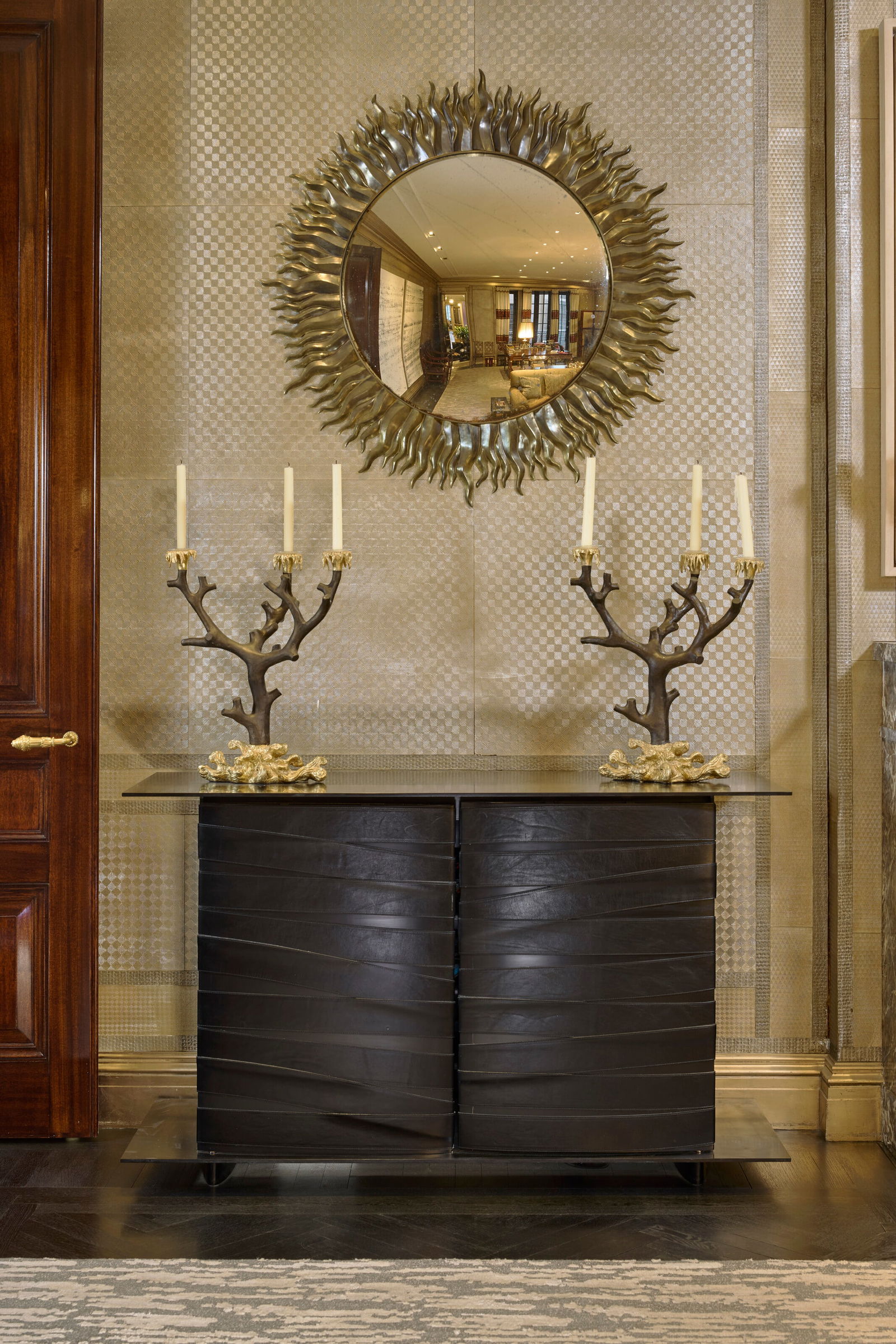 PETER MARINO (B. 1949) Pair of Cabinets, 2012: PETER MARINO (B. 1949) Pair of Cabinets, 2012 Details patinated bronze, leather, painted wood 331⁄8 x 55 x 191⁄4 in. (84.2 x 139.7 x 48.5 cm) (each) each signed Peter Marino, dated 2012, w