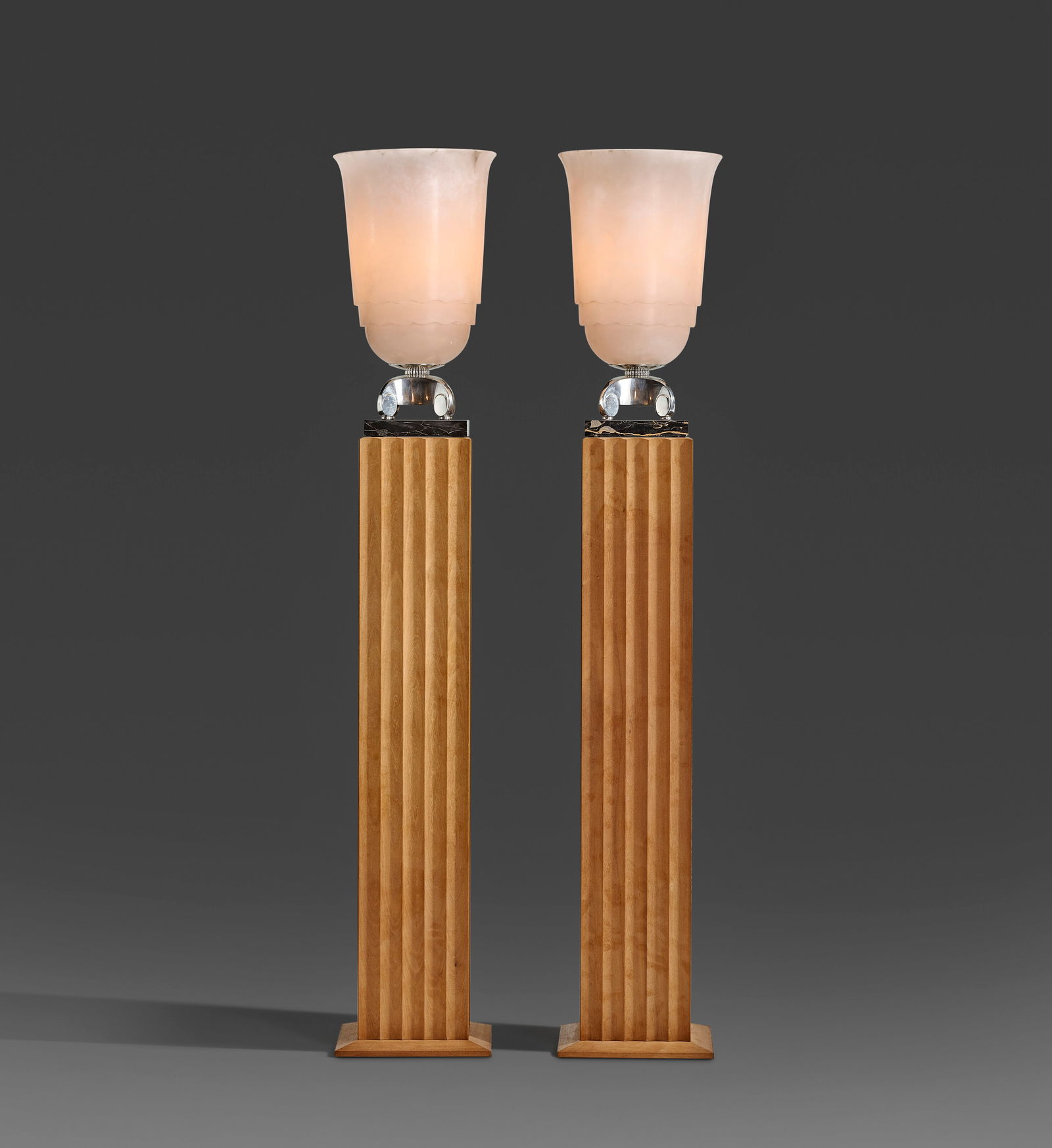 STYLE OF ÉMILE-JACQUES RUHLMANN Pair of Lighting Urns, circa 1995 (1 of 3)