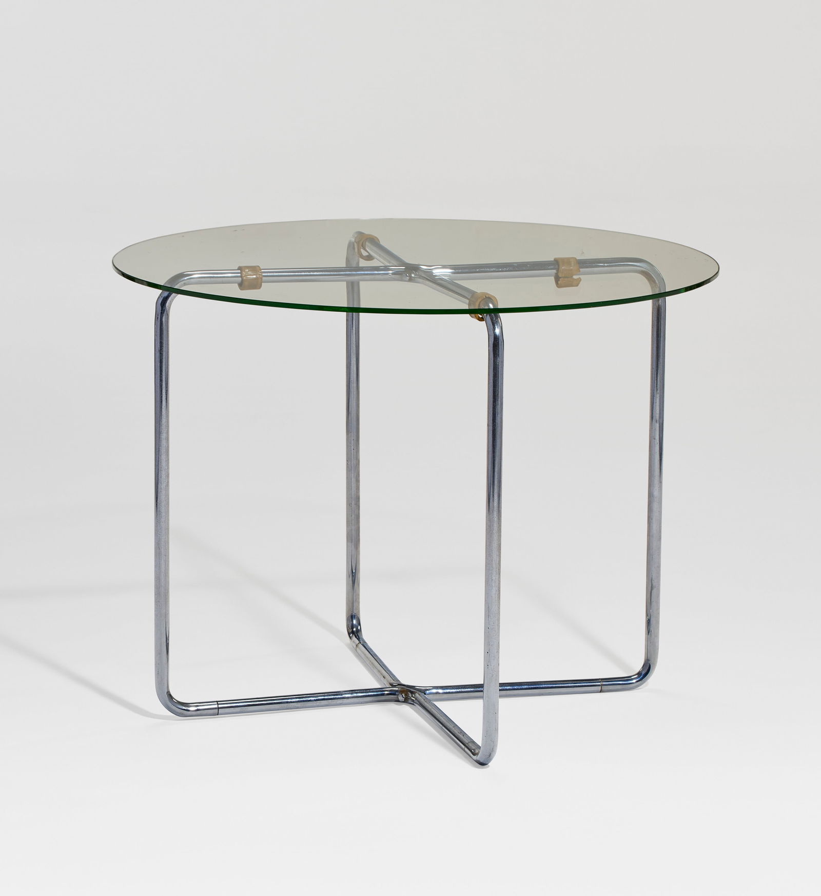 MARCEL BREUER (1902-1981) Early Side Table, Model No. B27, designed 1928, executed circa 1930: MARCEL BREUER (1902-1981) Early Side Table, Model No. B27, designed 1928, executed circa 1930 Details manufactured by Gebrüder Thonet, Vienna, Austria chrome-plated tube steel, glass 24 in. (61 c