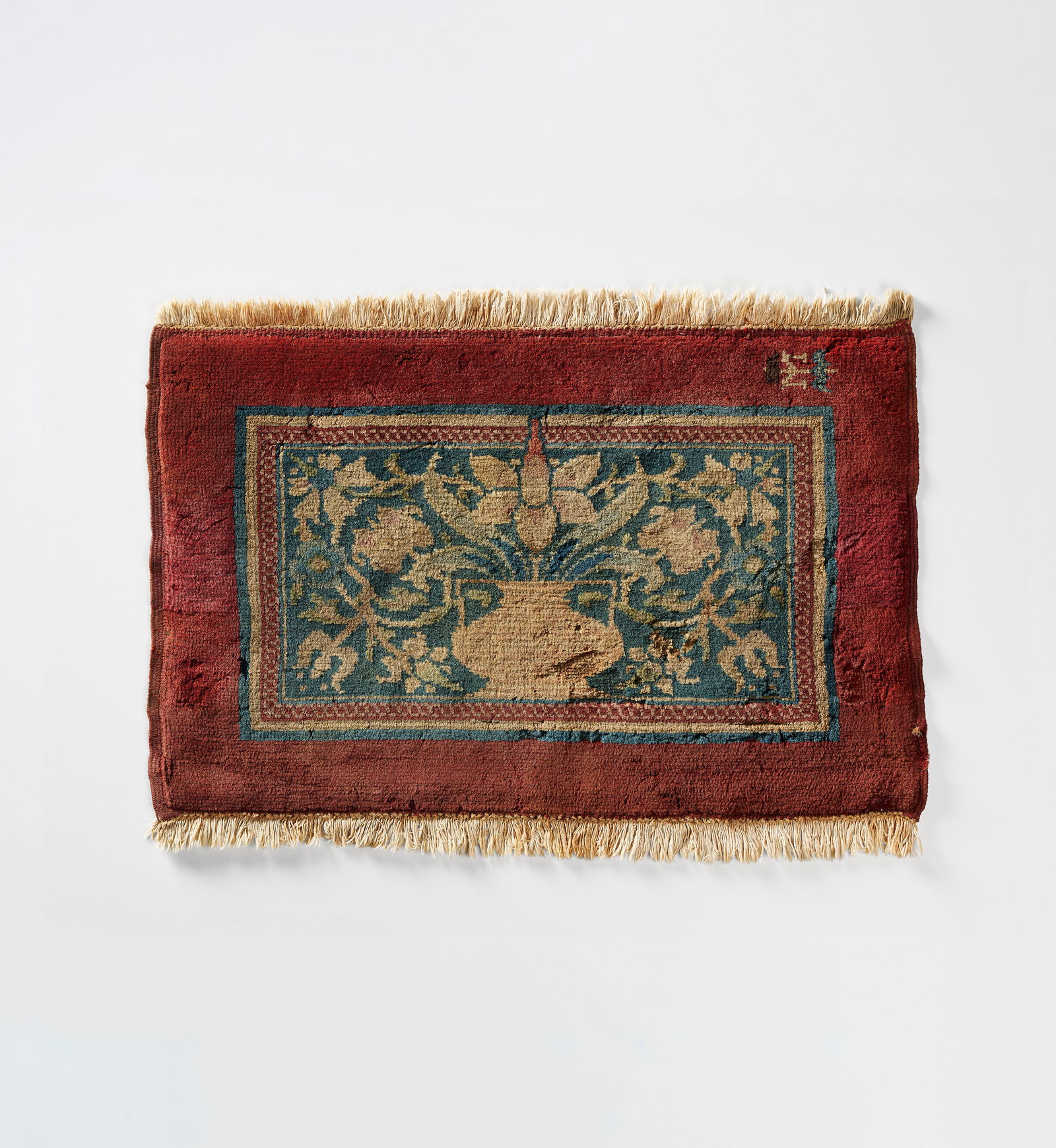 WILLIAM MORRIS (1834-1896) Rare and Early 'Hammersmith' Rug with 'Flowerpot' design, circa 1878-1881: WILLIAM MORRIS (1834-1896) Rare and Early 'Hammersmith' Rug with 'Flowerpot' design, circa 1878-1881 Details woven in the coach house of Kelmscott House, Hammersmith hand-knotted wool 2 ft. 6 in. x 3