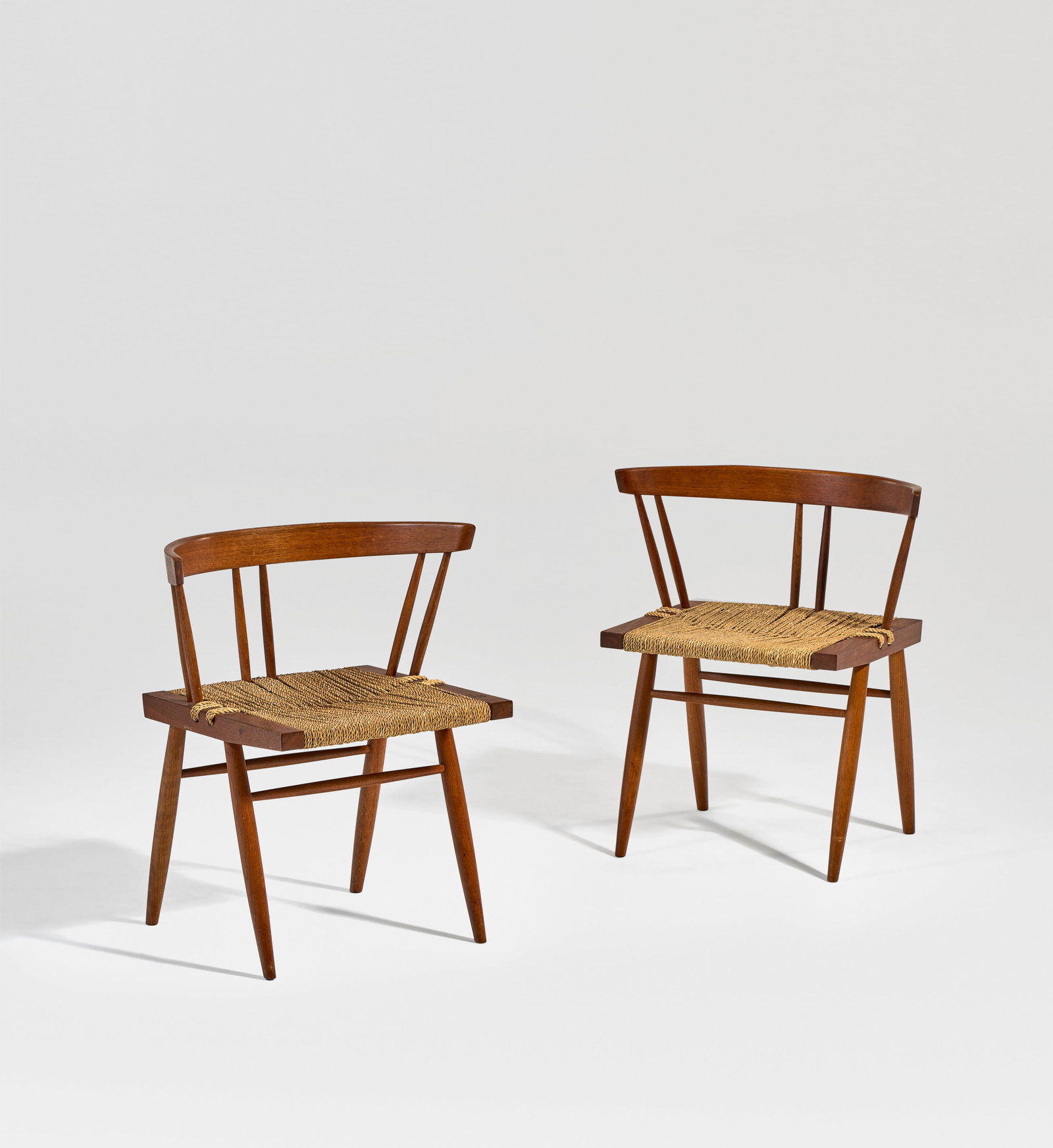 GEORGE NAKASHIMA (1905-1990) Pair of Grass-Seated Chairs, 1988 (1 of 4)
