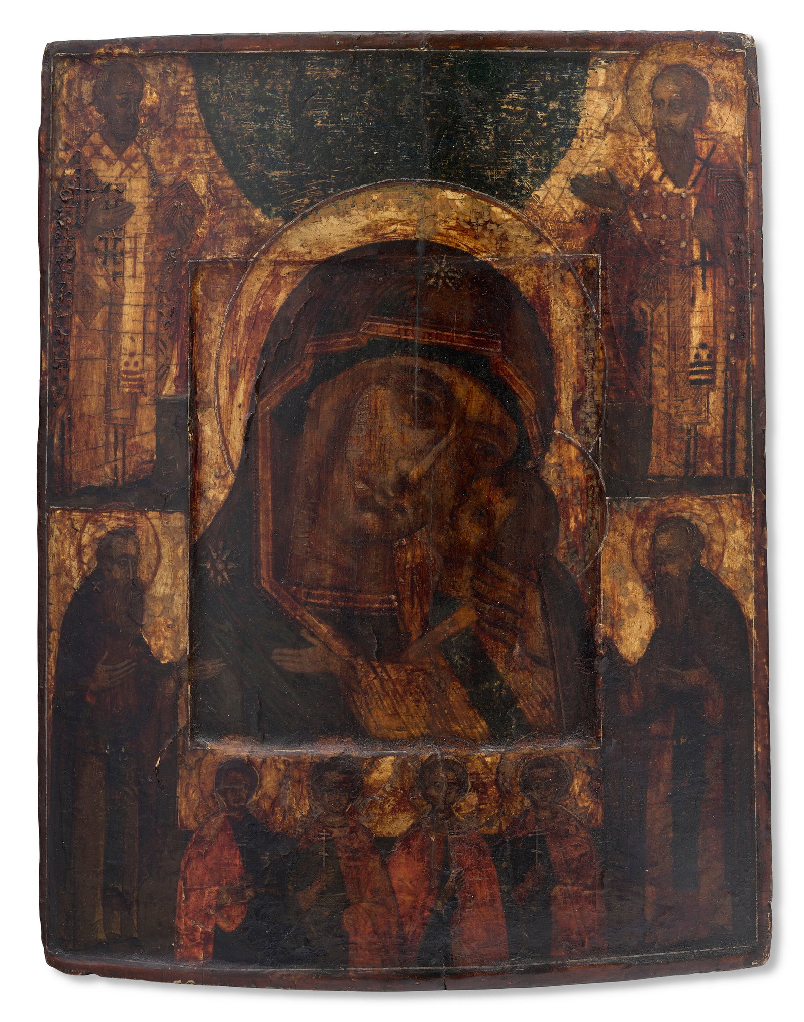 A RUSSIAN ICON OF THE MOTHER OF GOD OF KORSUN PROBABLY LATE 18TH CENTURY (1 of 2)