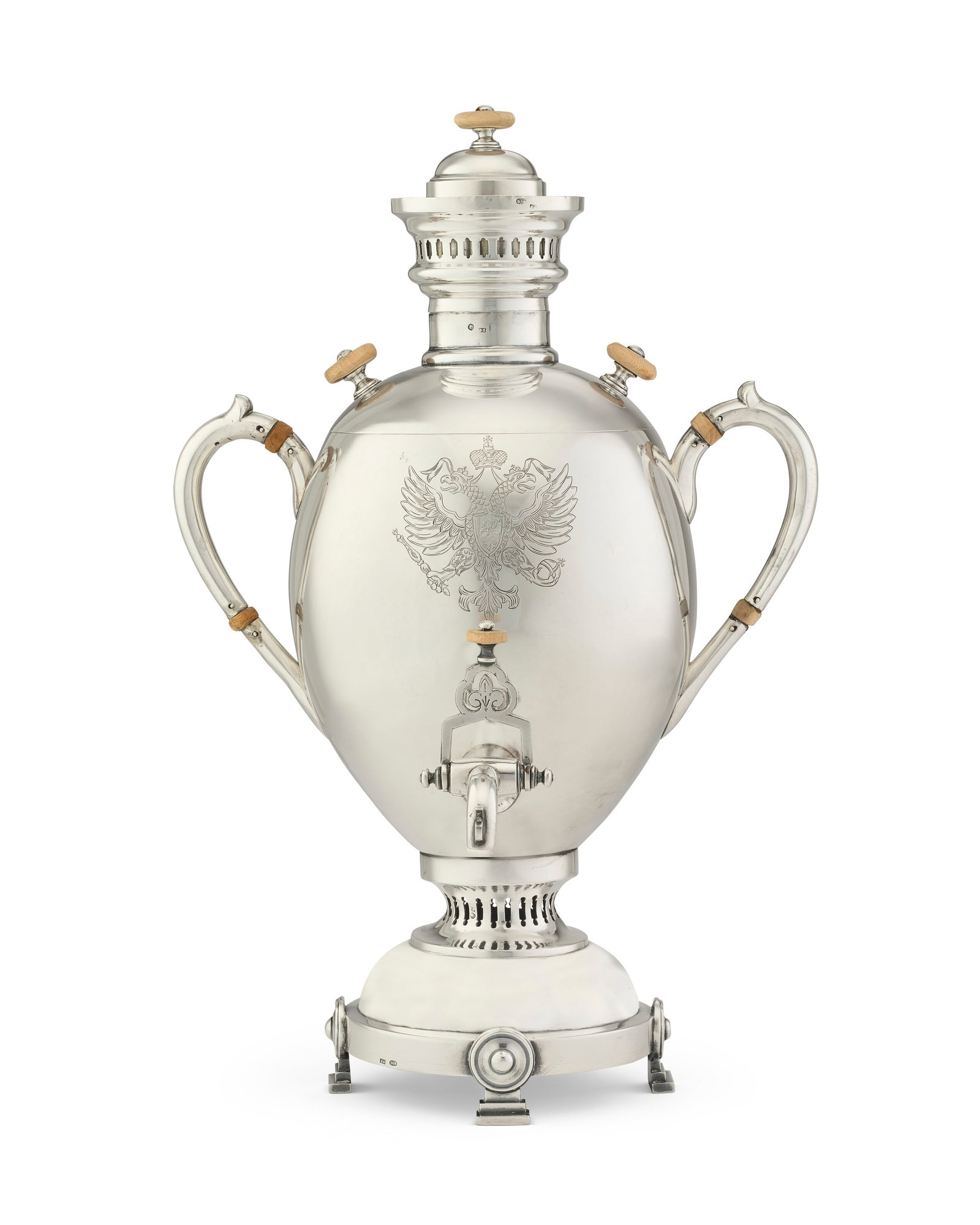 A RUSSIAN SILVER SAMOVAR BY FEDOR YARTSEV, MOSCOW, 1893 (1 of 3)