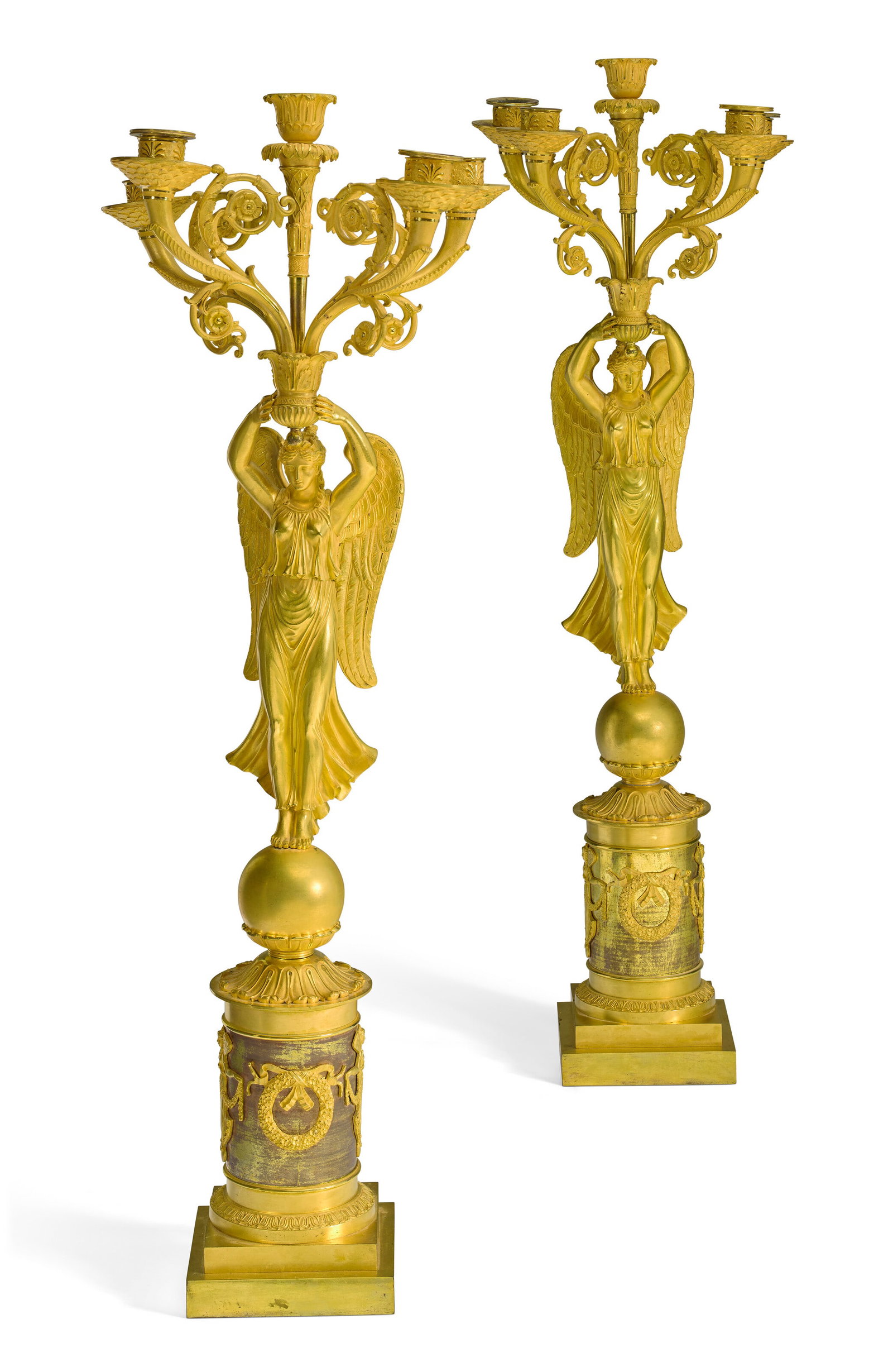 A PAIR OF EMPIRE ORMOLU FIVE-BRANCH CANDELABRA CIRCA 1810 (1 of 4)