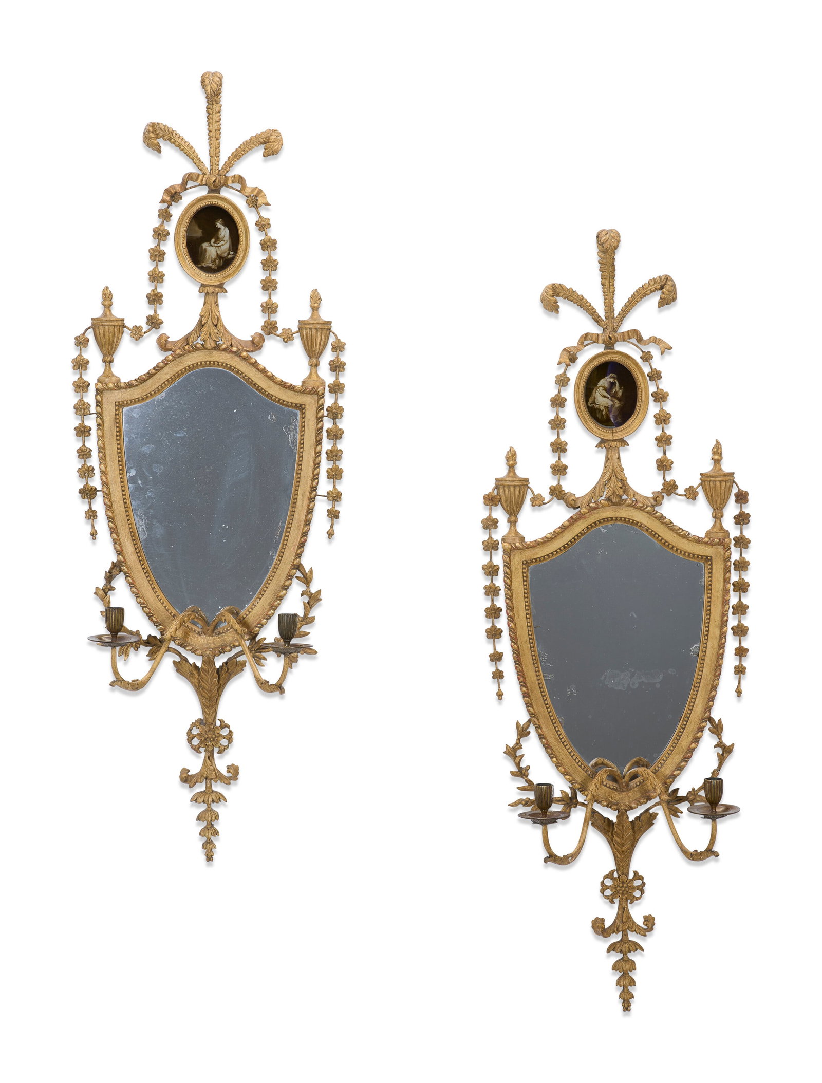 A PAIR OF REGENCY GILTWOOD GIRANDOLE MIRRORS BY THOMAS FERRAND OF YORK, CIRCA 1818 (1 of 6)