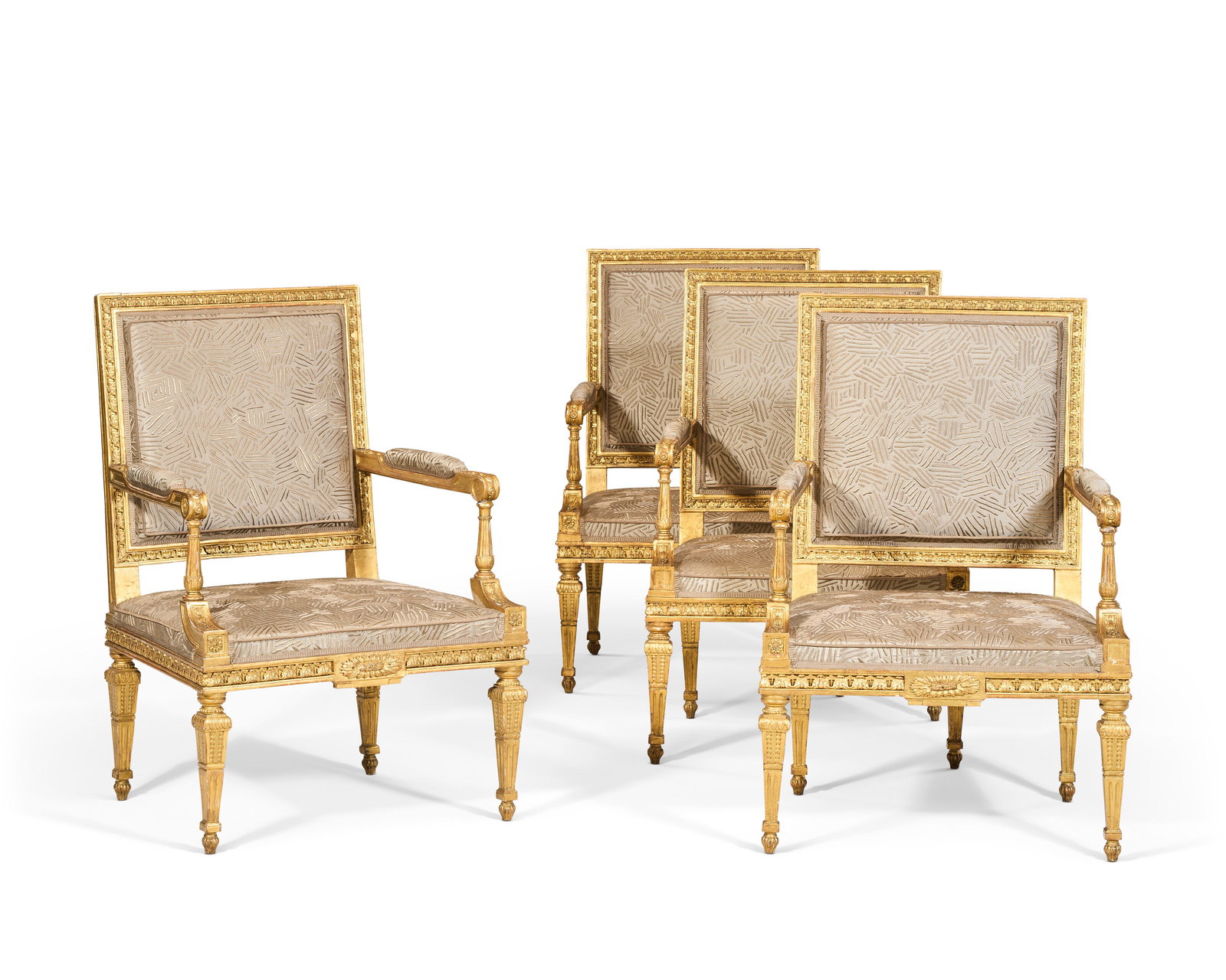 A SET OF FOUR AUSTRIAN GILTWOOD ARMCHAIRS VIENNA, CIRCA 1790-1800 (1 of 5)