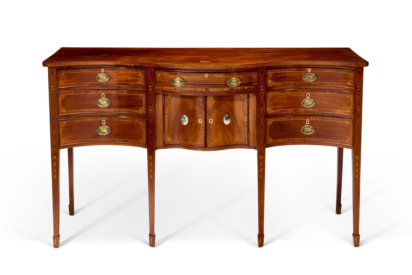 THE JACOB AND TRYPHENA BALCOM FEDERAL INLAID MAHOGANY AND CHERRYWOOD SERPENTINE SIDEBOARD (1 of 8)