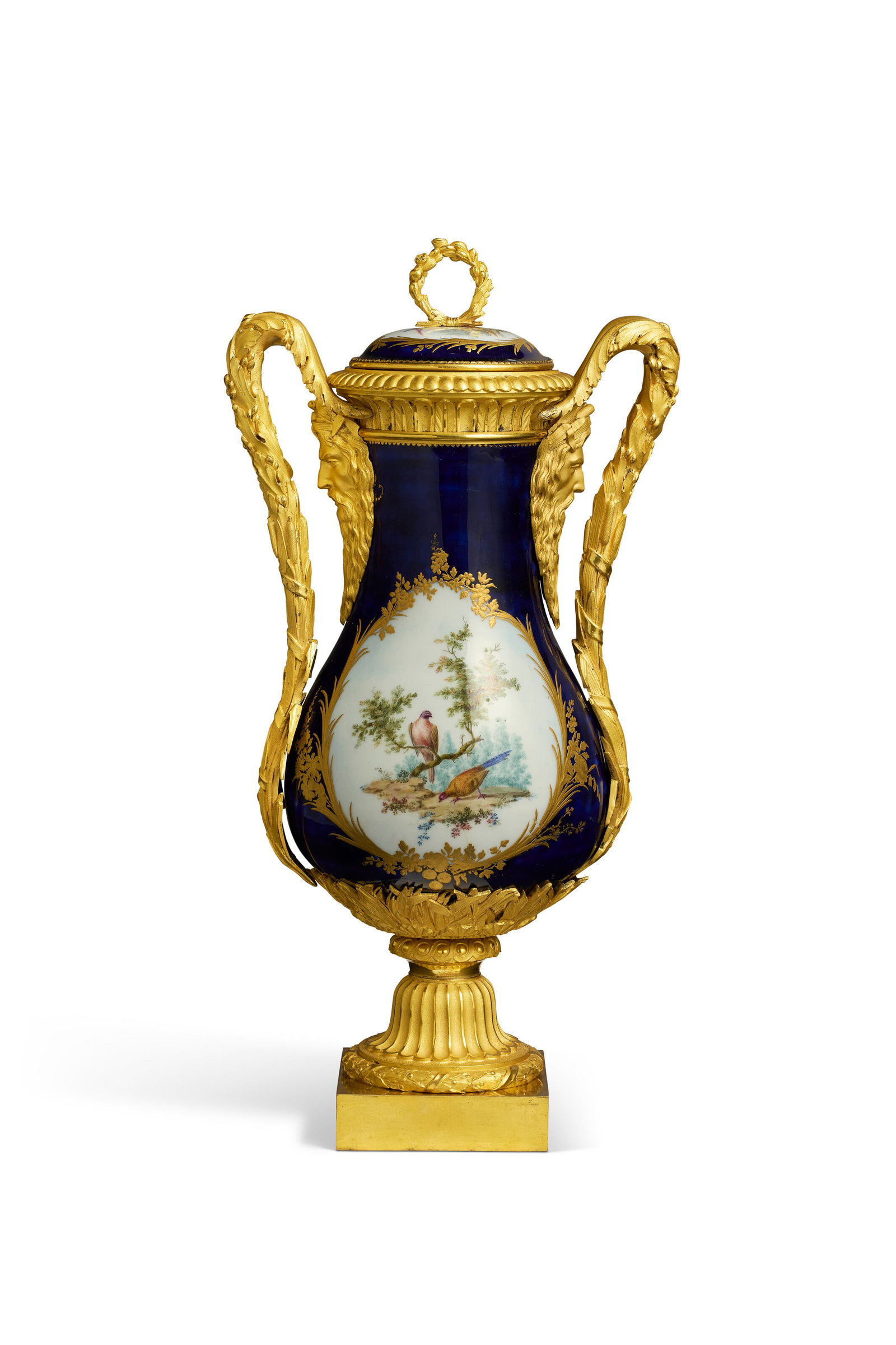A RESTAURATION ORMOLU-MOUNTED VINCENNES PORCELAIN 'BLEU LAPIS' VASE AND COVER THE PORCELAIN CIRCA (1 of 6)