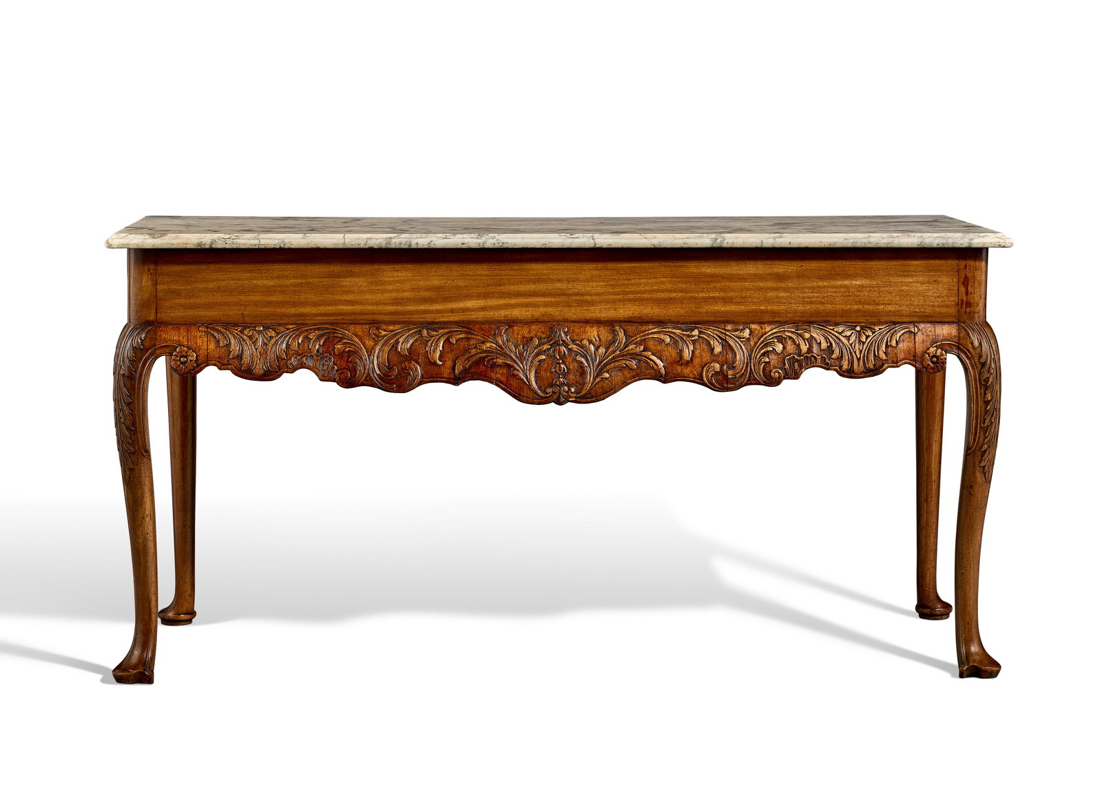 AN IRISH GEORGE II MAHOGANY SIDE TABLE CIRCA 1750, WITH AN ASSOCIATED WHITE MARBLE TOP (1 of 7)