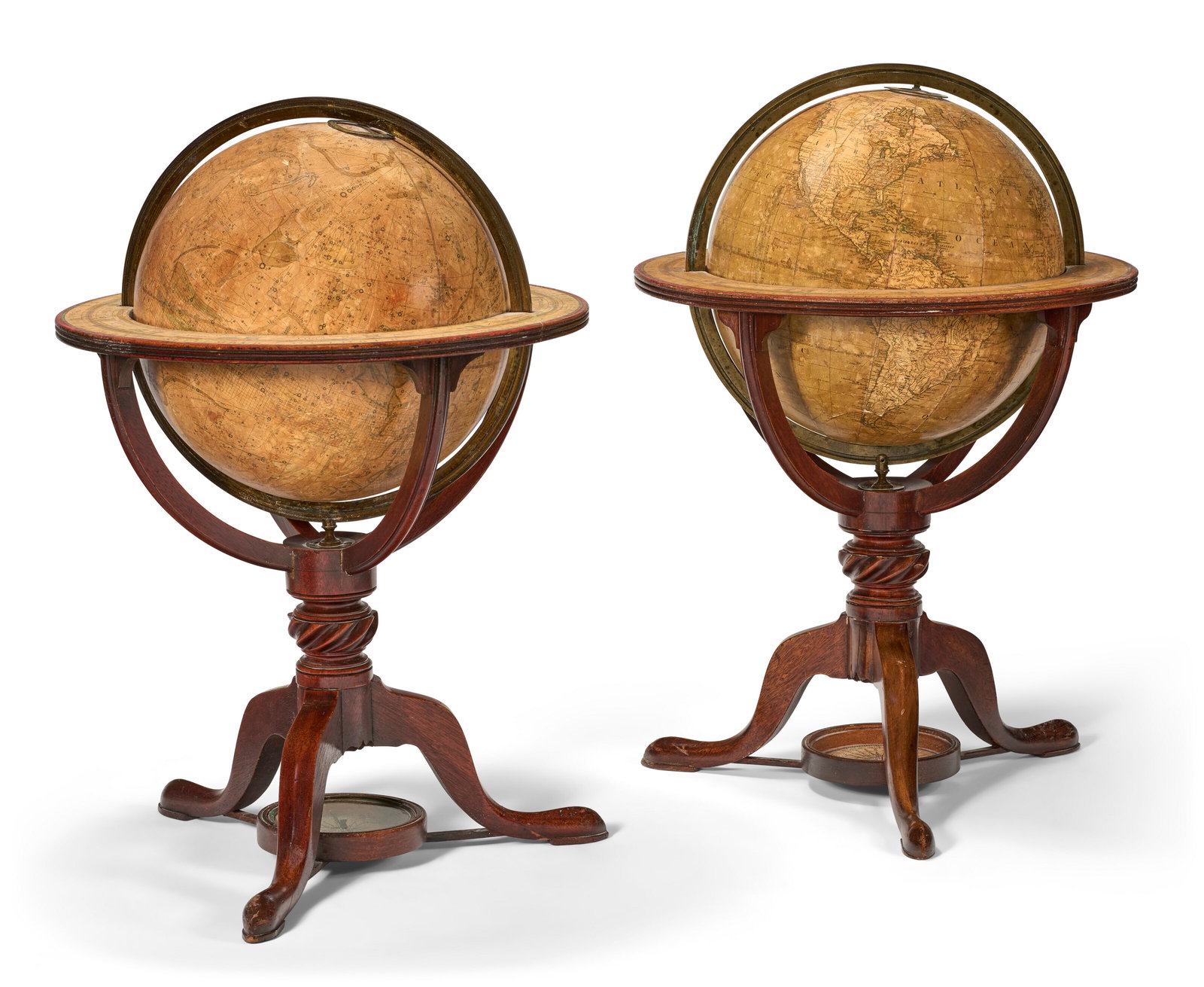 A PAIR OF REGENCY '12-INCH' TERRESTRIAL AND CELESTIAL TABLE GLOBES THE TERRESTRIAL GLOBE BY TM (1 of 5)