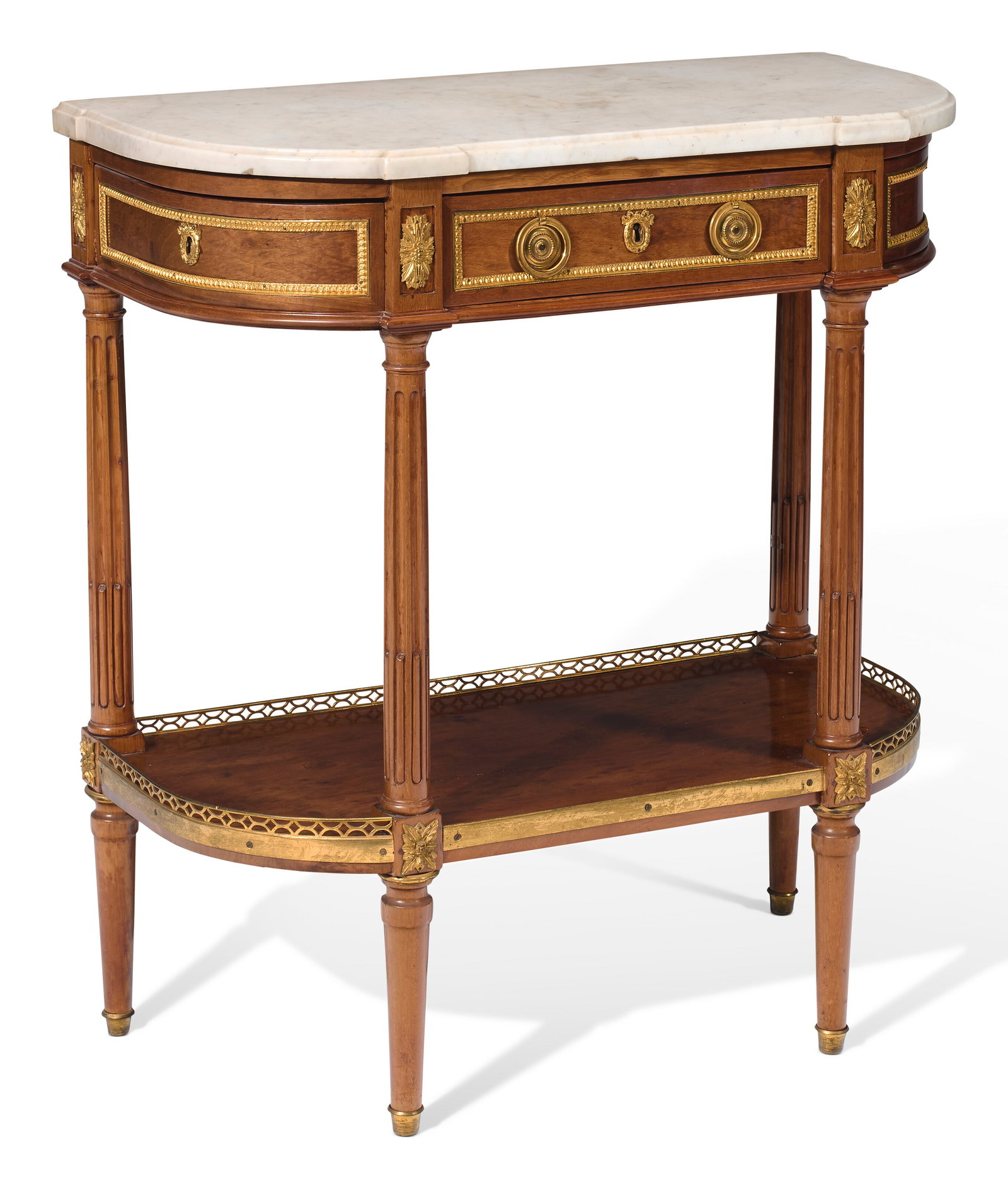 A LOUIS XVI ORMOLU-MOUNTED PLUM-PUDDING MAHOGANY ('ACAJOU MOUCHETE') CONSOLE DESSERT CIRCA 1780 (1 of 5)