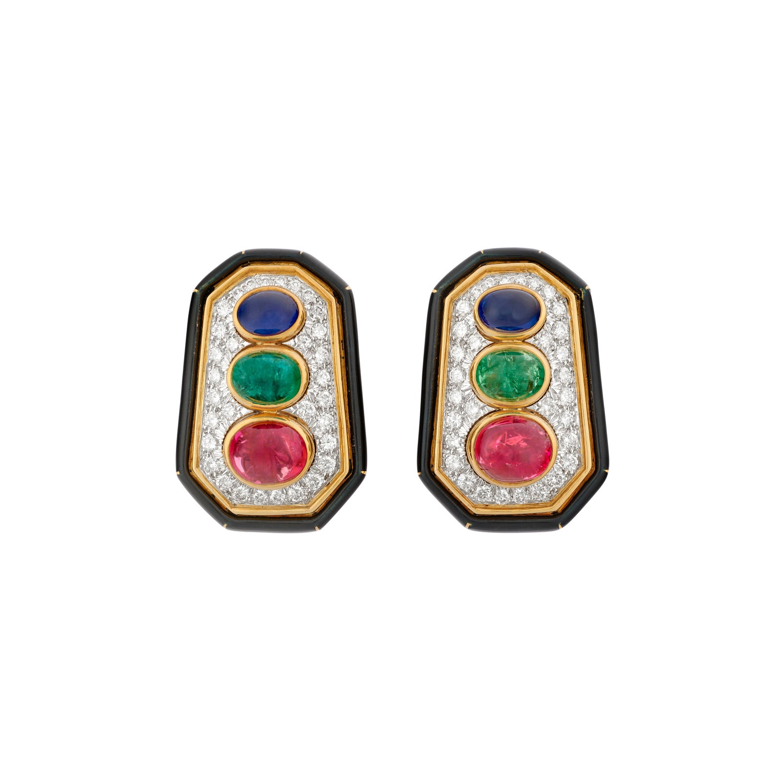 DAVID WEBB MULTI-GEM AND ENAMEL EARRINGS (1 of 3)