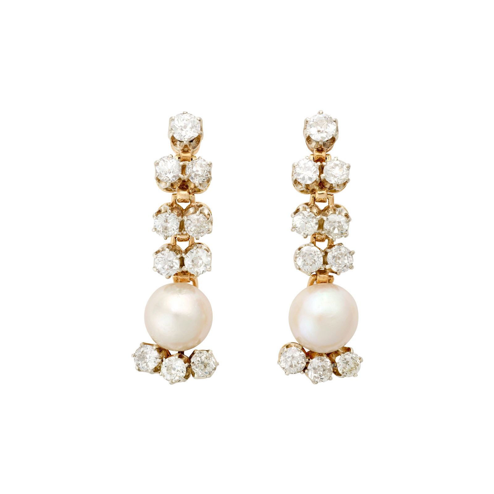 NATURAL PEARL AND DIAMOND EARRINGS (1 of 4)