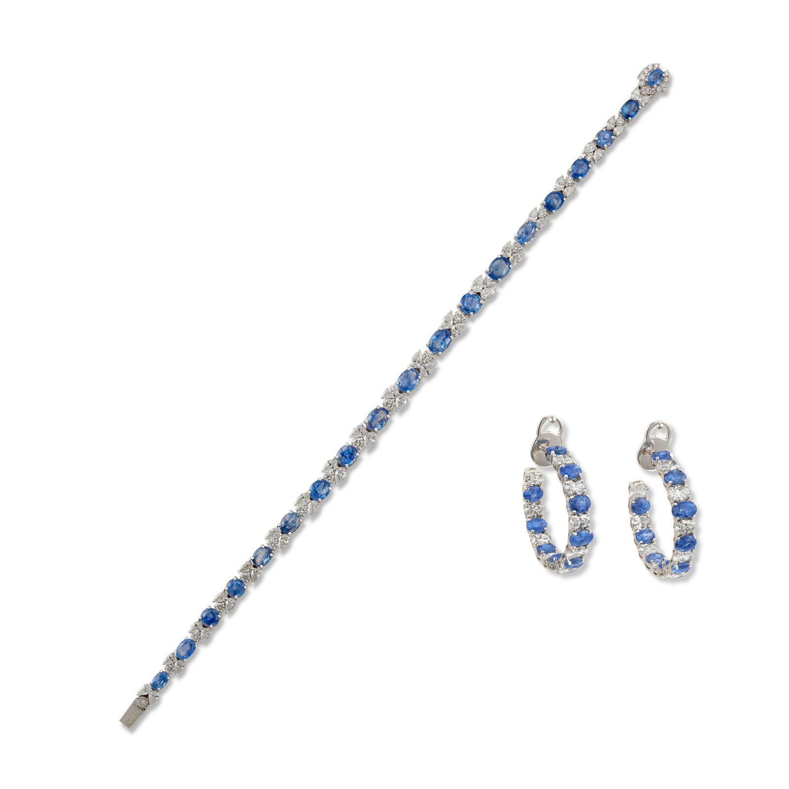SET OF SAPPHIRE AND DIAMOND JEWELLERY (1 of 3)