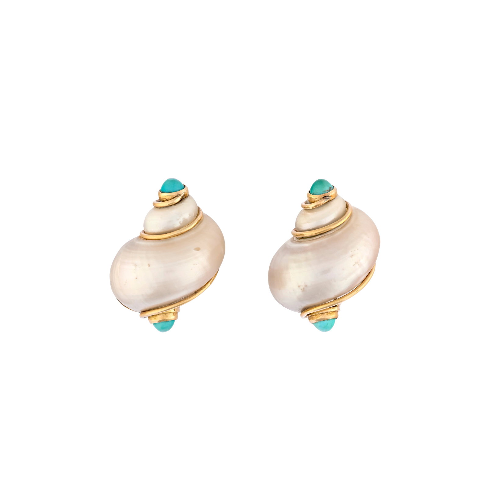 TURBO SHELL AND TURQUOISE EARRINGS (1 of 3)