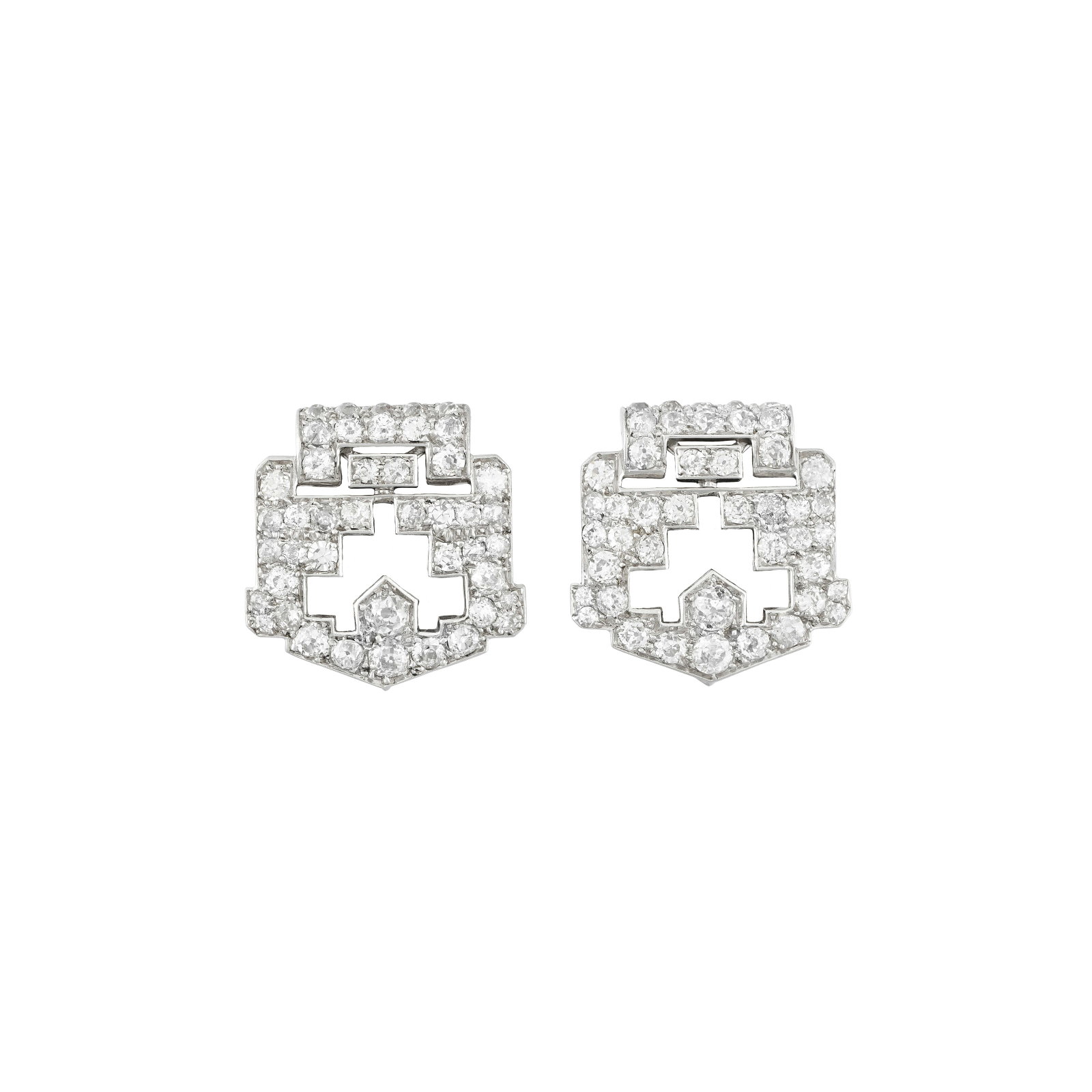 CARTIER PAIR OF ART DECO DIAMOND DRESS CLIPS (1 of 3)