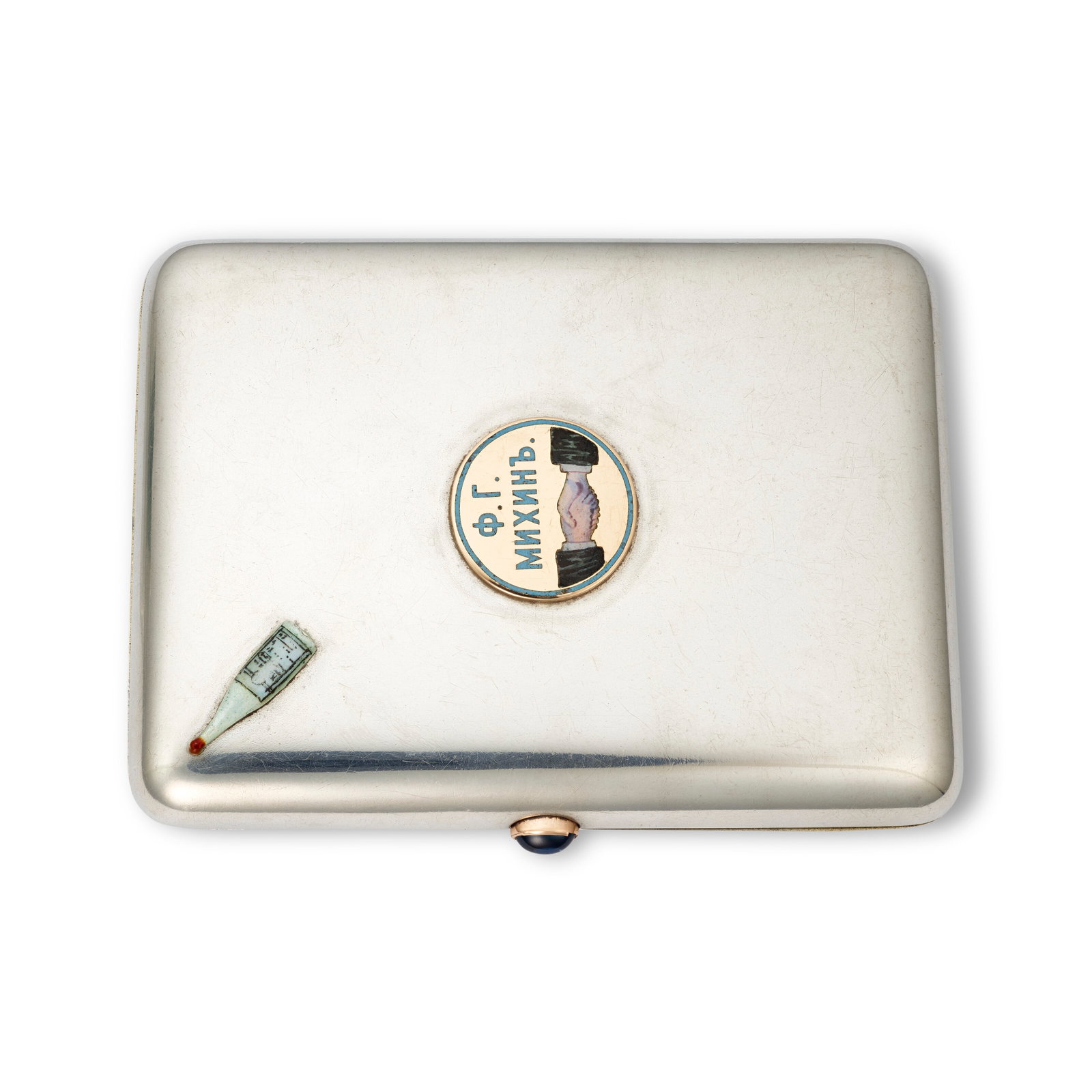 FABERGÉ ENAMEL AND SILVER RUSSIAN CIGARETTE CASE (1 of 2)
