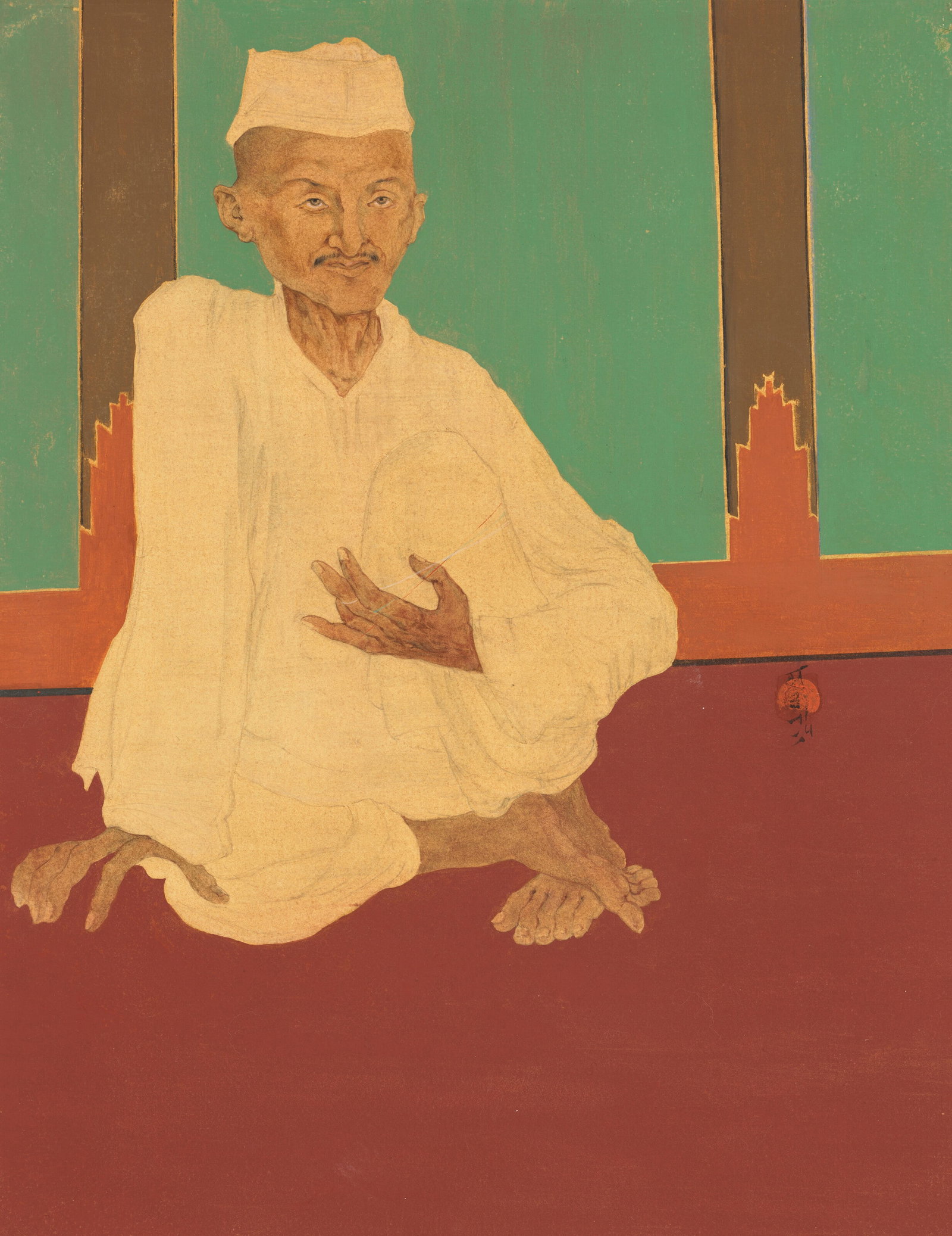 ABANINDRANATH TAGORE (1871-1951) Mahatma Gandhi, The Spinner of a Nation’s Destiny: Details ABANINDRANATH TAGORE (1871-1951) Mahatma Gandhi, The Spinner of a Nation’s Destiny signed in Bengali with artist's seal (centre right) watercolour, gouache and pencil on paper laid on cl