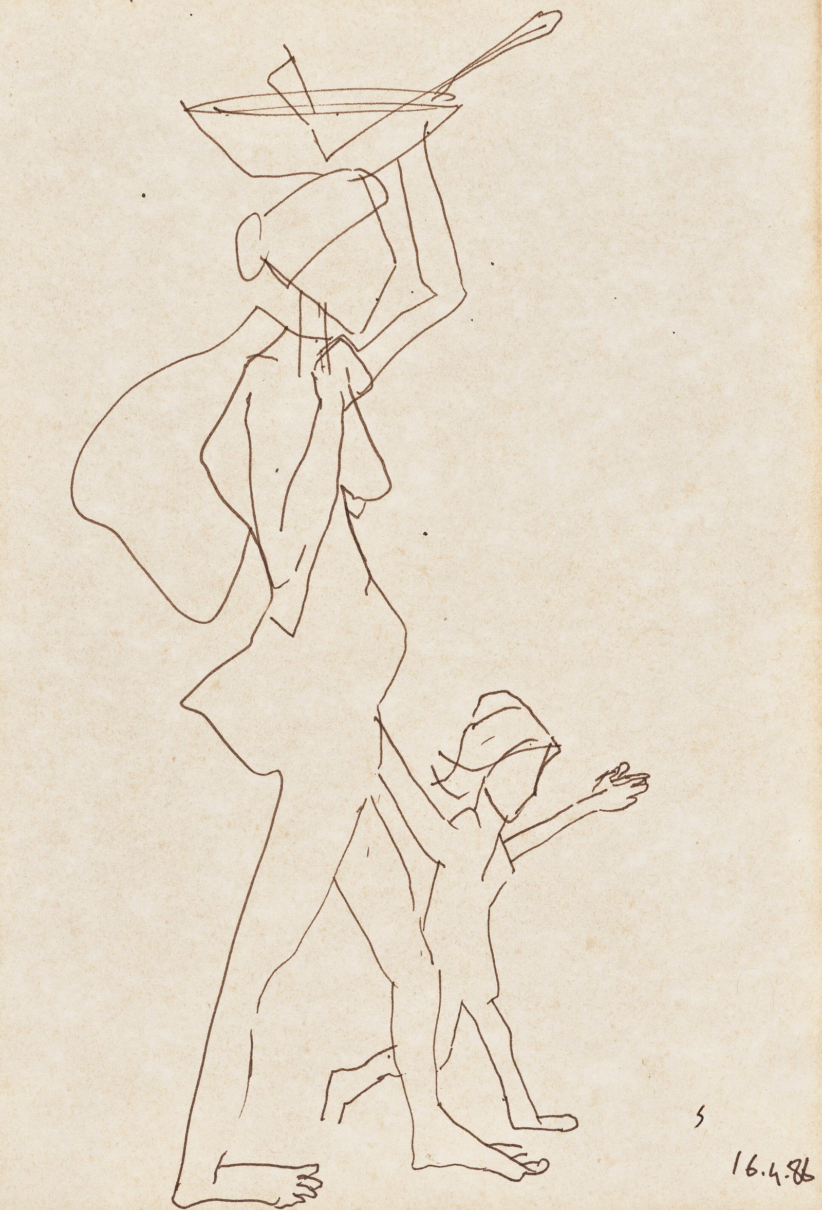 SOMNATH HORE (1921-2006) Untitled (Woman and Child) (1 of 1)