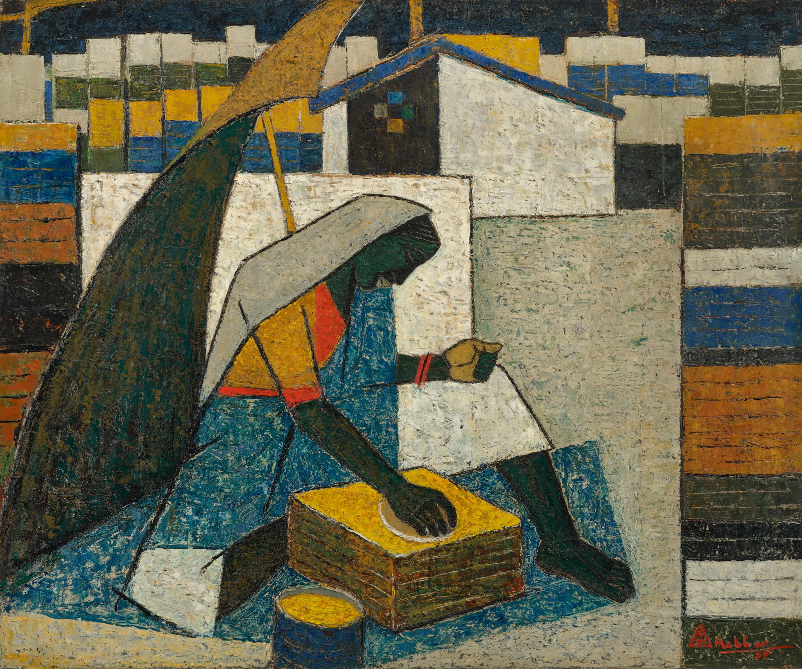 KATTINGERI KRISHNA HEBBAR (1911-1996) Untitled (Woman Making Chapatis) (1 of 1)