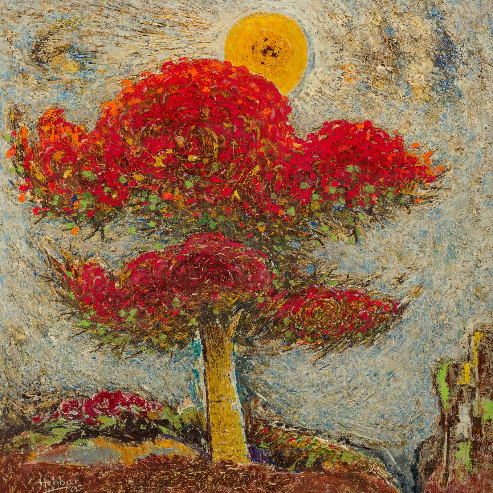 KATTINGERI KRISHNA HEBBAR (1911-1996) Untitled (Gulmohar Tree) (1 of 1)
