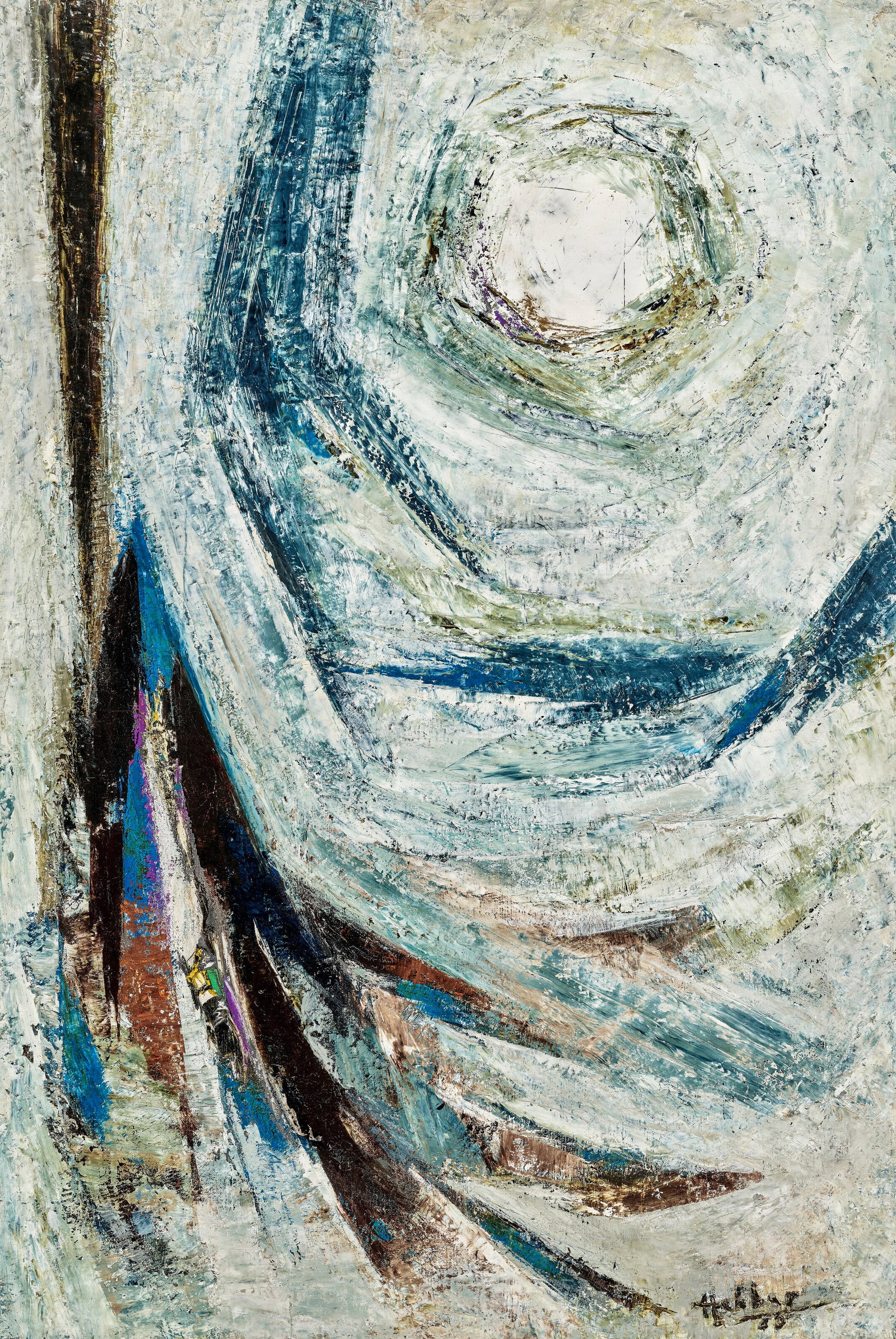 KATTINGERI KRISHNA HEBBAR (1911-1996) Into Space: Details KATTINGERI KRISHNA HEBBAR (1911-1996) Into Space signed and dated 'Hebbar 65' (lower right); further inscribed and titled 'Hebbar / Into Space' (on a label on the reverse) and 'S.N0.2. INTO SP
