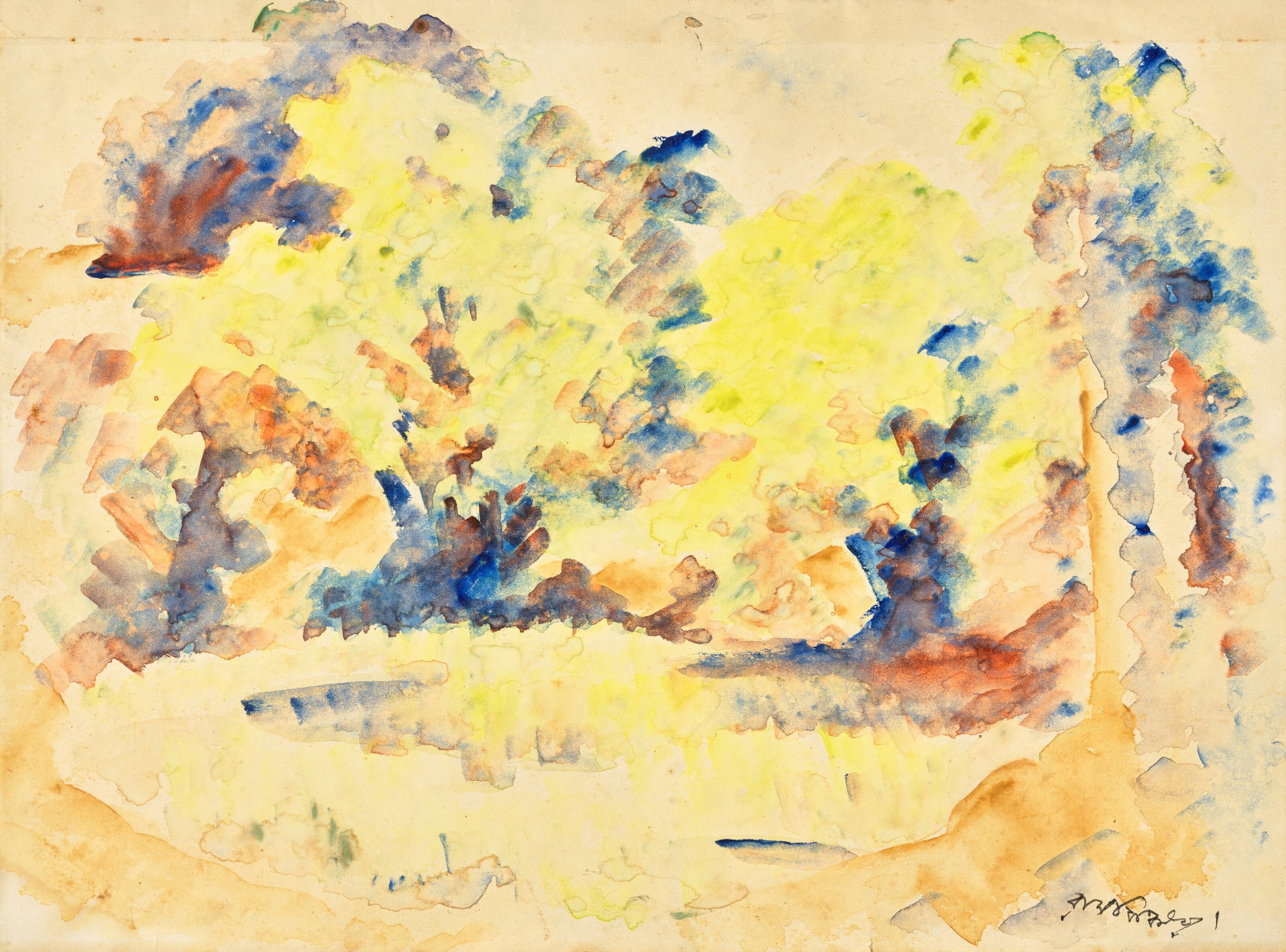 RAMKINKAR BAIJ (1906-1980) Untitled (Landscape) (1 of 1)