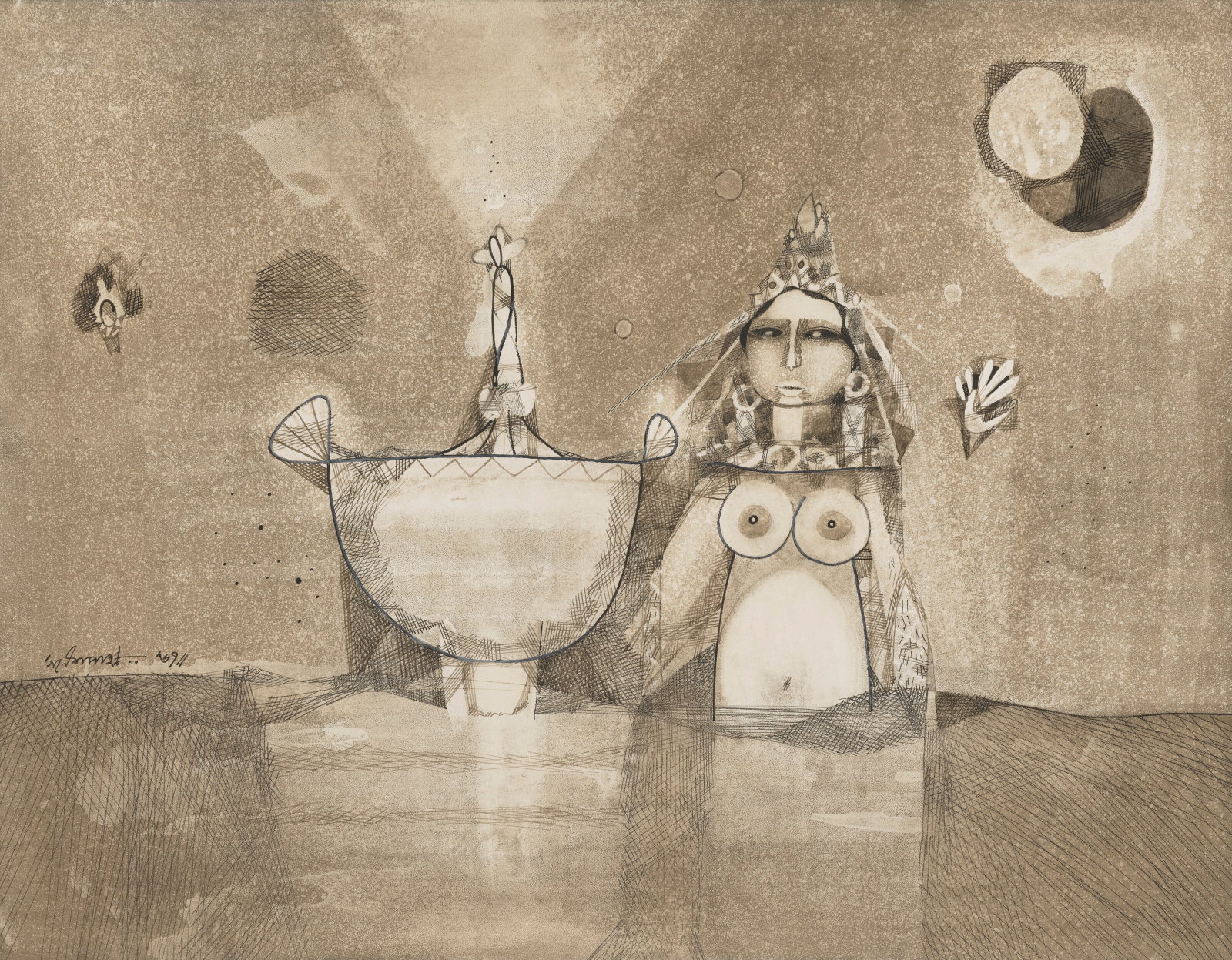 GANESH PYNE (1937-2013) Woman and the Fountain (1 of 1)