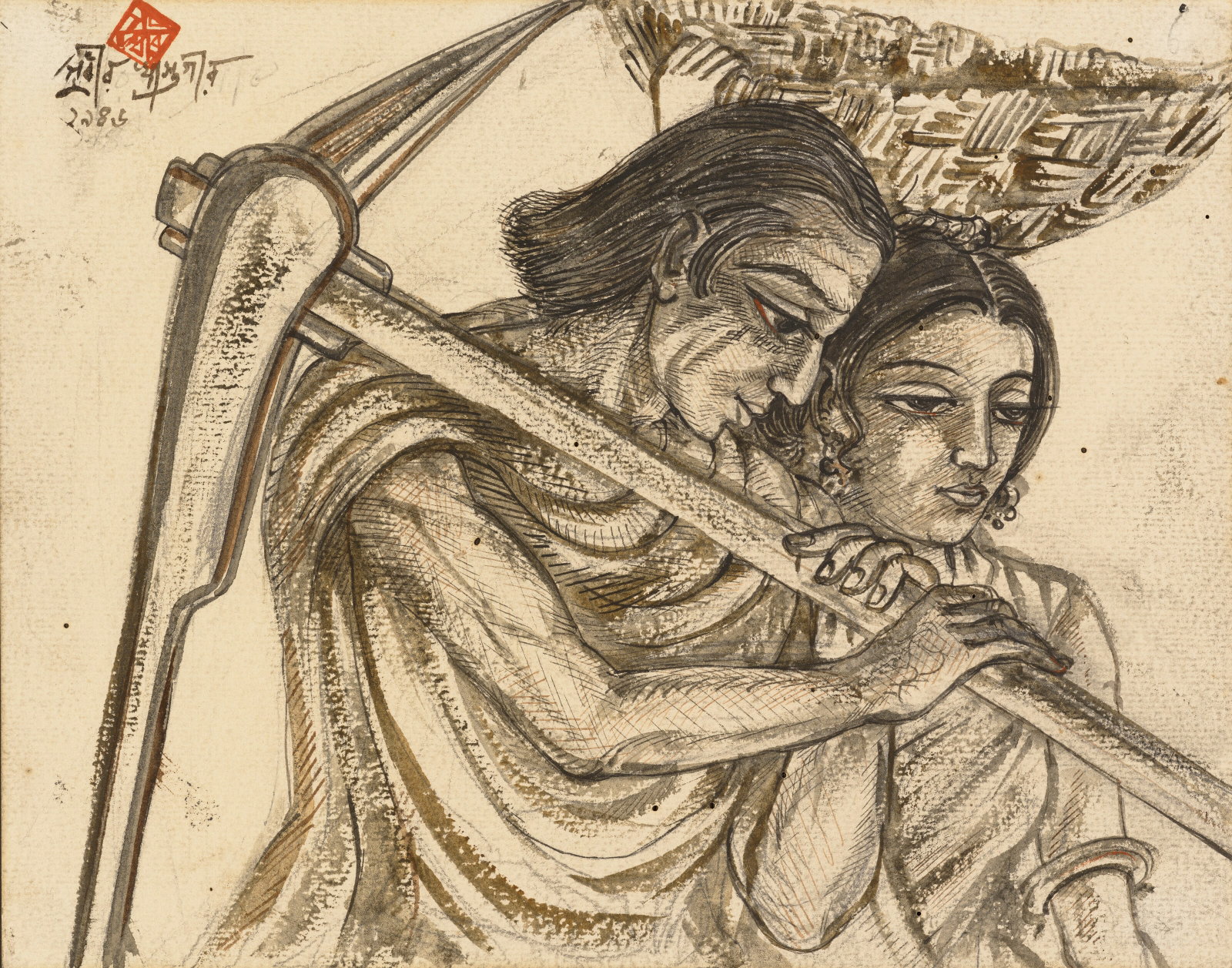 SUDHIR RANJAN KHASTGIR (1907-1974) Untitled (Lovers); Untitled (The Labourers); Untitled (Freedom) (1 of 1)
