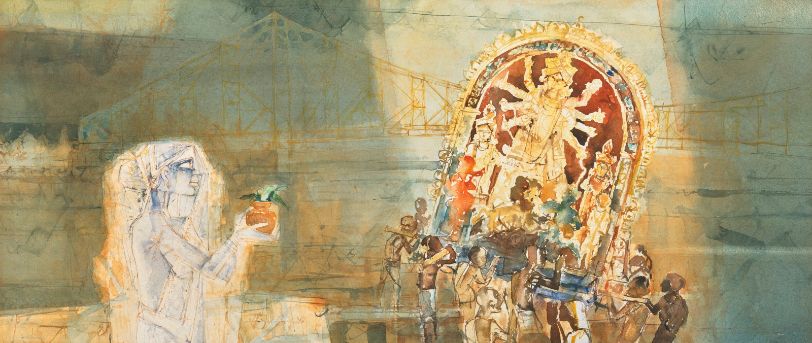 SHYAMAL DUTTA RAY (1934-2005) Untitled (The Durga Procession Crossing Howra Bridge, Calcutta) (1 of 1)