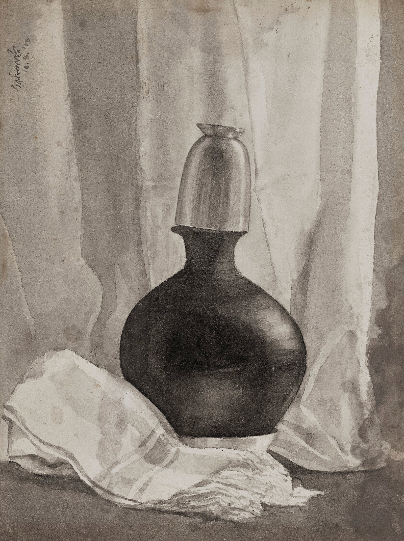 GANESH PYNE (1937-2013) Untitled (Still Life): Details GANESH PYNE (1937-2013) Untitled (Still Life) signed in Bengali and dated '16.8.'56' (upper left) watercolour on paper 15 3⁄8 x 11 7⁄8 in. (39.1 x 30.2 cm.) Executed in 1956 Proven