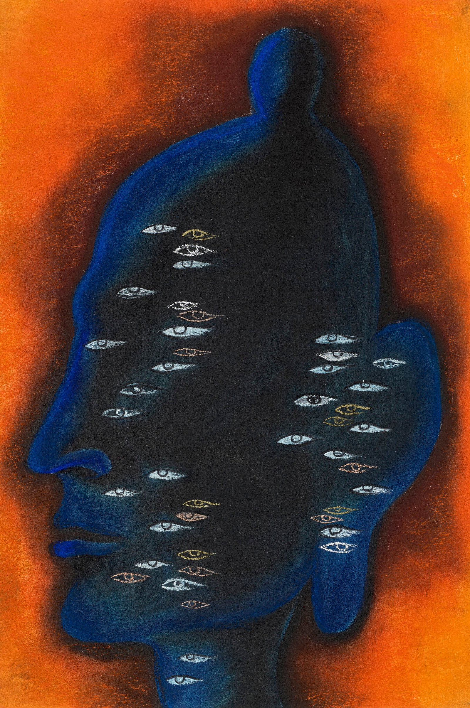 ARPANA CAUR (B. 1954) Blue Buddha: Details ARPANA CAUR (B. 1954) Blue Buddha titled, signed and dated 'BLUE BUDDHA / Arpana Caur / 1991' (on the reverse) pastel on paper 22 1⁄8 x 14 7⁄8 in. (56.2 x 37.8 cm.) Executed in 199