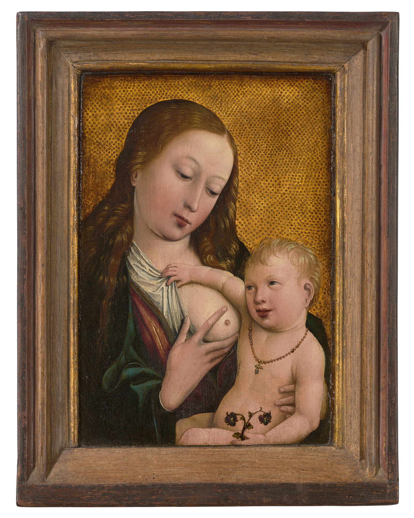 THE MASTER OF THE MAGDALENE LEGEND (BRUSSELS, ACTIVE 1483-1527) The Virgin and Child: Details THE MASTER OF THE MAGDALENE LEGEND (BRUSSELS, ACTIVE 1483-1527) The Virgin and Child oil and gold on panel, in an engaged frame 10 7⁄8 x 7 ½ in. (27.4 x 19 cm.) Provenance Edm