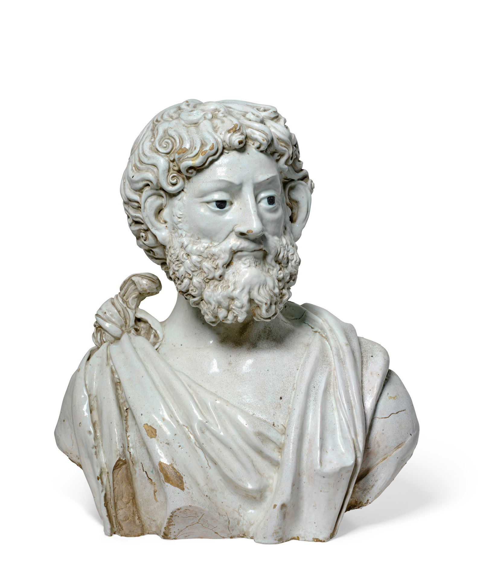 GIROLAMO DELLA ROBBIA (1488-1566) OR LUCA DELLA ROBBIA, THE YOUNGER (1475-1548) ITALIAN, FLORENCE,: Details GIROLAMO DELLA ROBBIA (1488-1566) OR LUCA DELLA ROBBIA, THE YOUNGER (1475-1548) ITALIAN, FLORENCE, 1530-1540 Bust of a Philosopher, or Roman Emperor White glazed terracotta 21 ½ in. high 