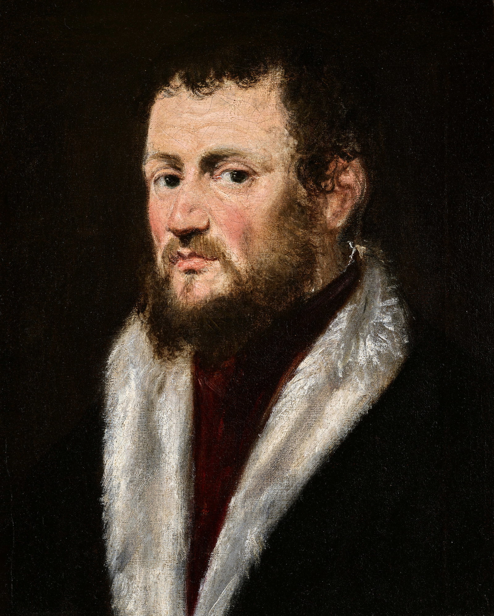 JACOPO ROBUSTI, CALLED TINTORETTO (VENICE 1519-1594) Portrait of a man, bust-length, in a fur lined: Details JACOPO ROBUSTI, CALLED TINTORETTO (VENICE 1519-1594) Portrait of a man, bust-length, in a fur lined coat oil on canvas 18 ¾ x 15 ¼ in. (47.7 x 38.7 cm.) Provenance [The Propert