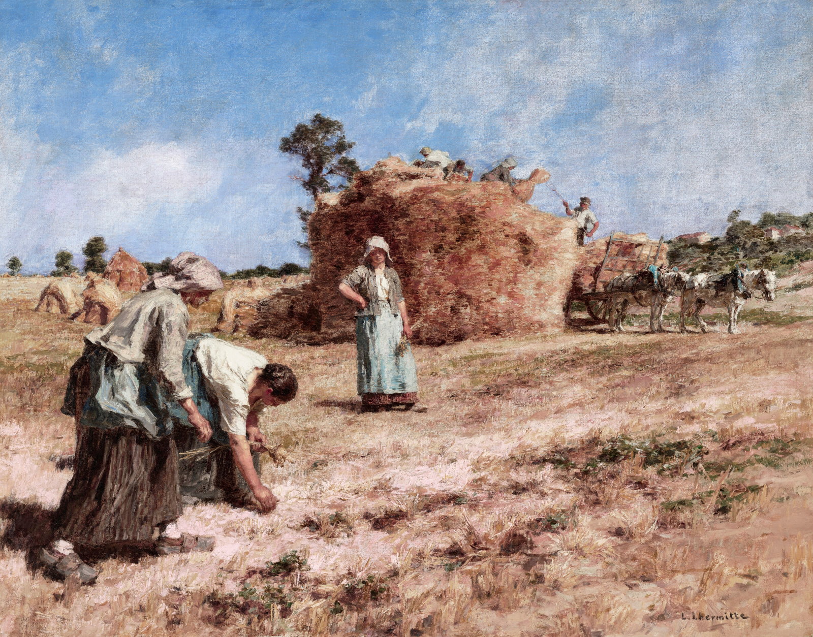 LÉON AUGUSTIN LHERMITTE (MONT-SAINT-PÈRE 1844-1925 PARIS) Glaneuses près d'une meule: Details LÉON AUGUSTIN LHERMITTE (MONT-SAINT-PÈRE 1844-1925 PARIS) Glaneuses près d'une meule en construction signed 'L. Lhermitte' (lower right) oil on canvas 30 3⁄8 x 38 1⁄