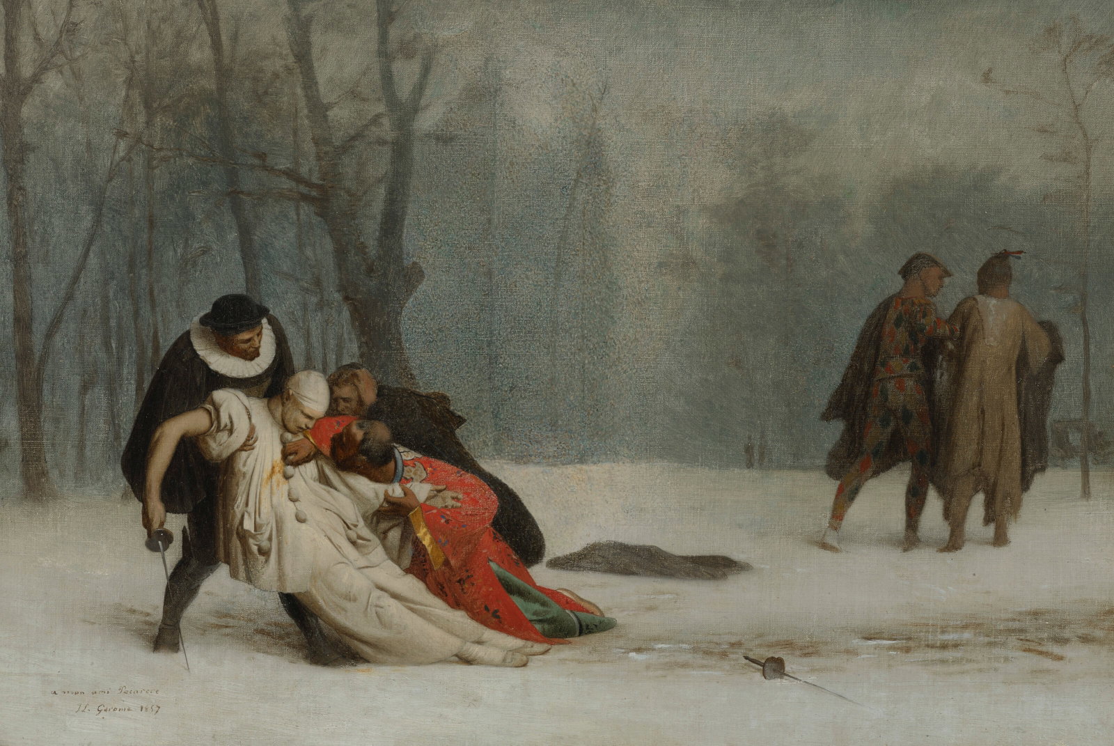 JEAN-LÉON GÉRÔME (VESOUL 1824-1904 PARIS) Sortie du bal masqué, esquisse à (1 of 4)