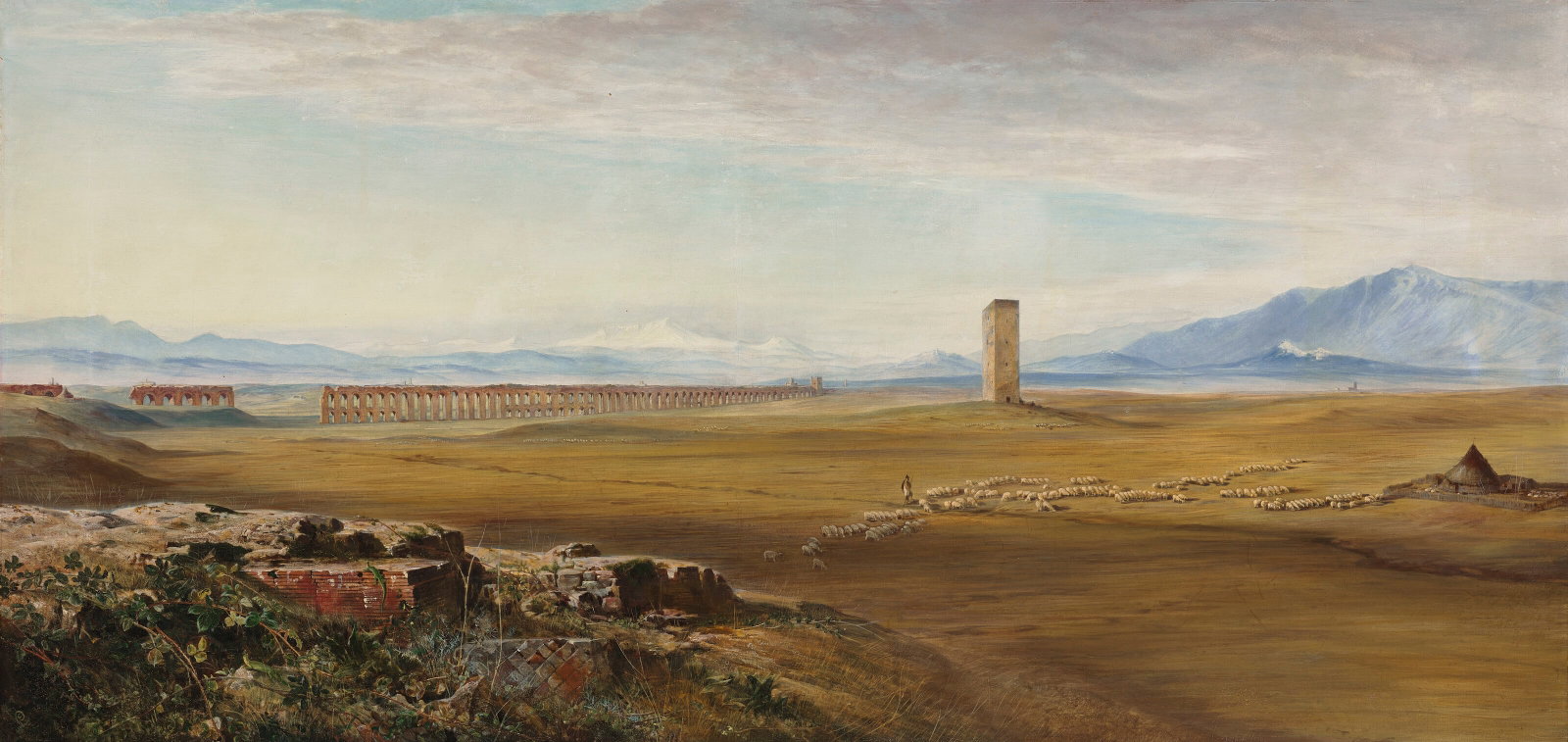 EDWARD LEAR (LONDON 1812-1888 SAN REMO) Campagna of Rome, Alexandrine Aqueduct: Details EDWARD LEAR (LONDON 1812-1888 SAN REMO) Campagna of Rome, Alexandrine Aqueduct signed with the artist's conjoined initials 'EL' (lower left); inscribed, dated and signed 'Campagna of Rome. Ale