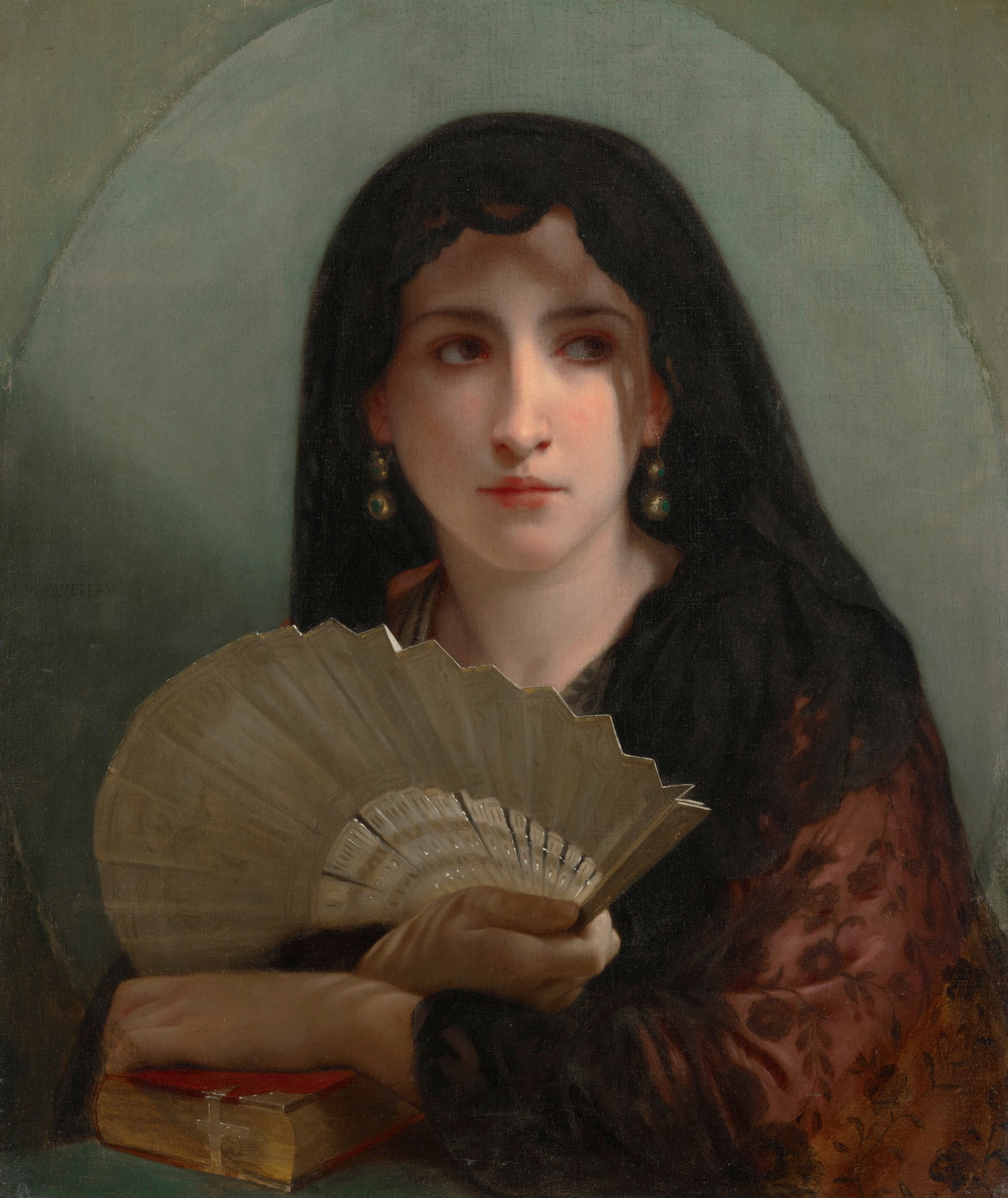 WILLIAM-ADOLPHE BOUGUEREAU (LA ROCHELLE 1825-1905) Pépita (Répétition): Details WILLIAM-ADOLPHE BOUGUEREAU (LA ROCHELLE 1825-1905) Pépita (Répétition) signed 'W. BOVGVEREAV' (center left) oil on canvas 24 ½ x 21 in. (62.2 x 53.3 cm.) Painted in 1868.