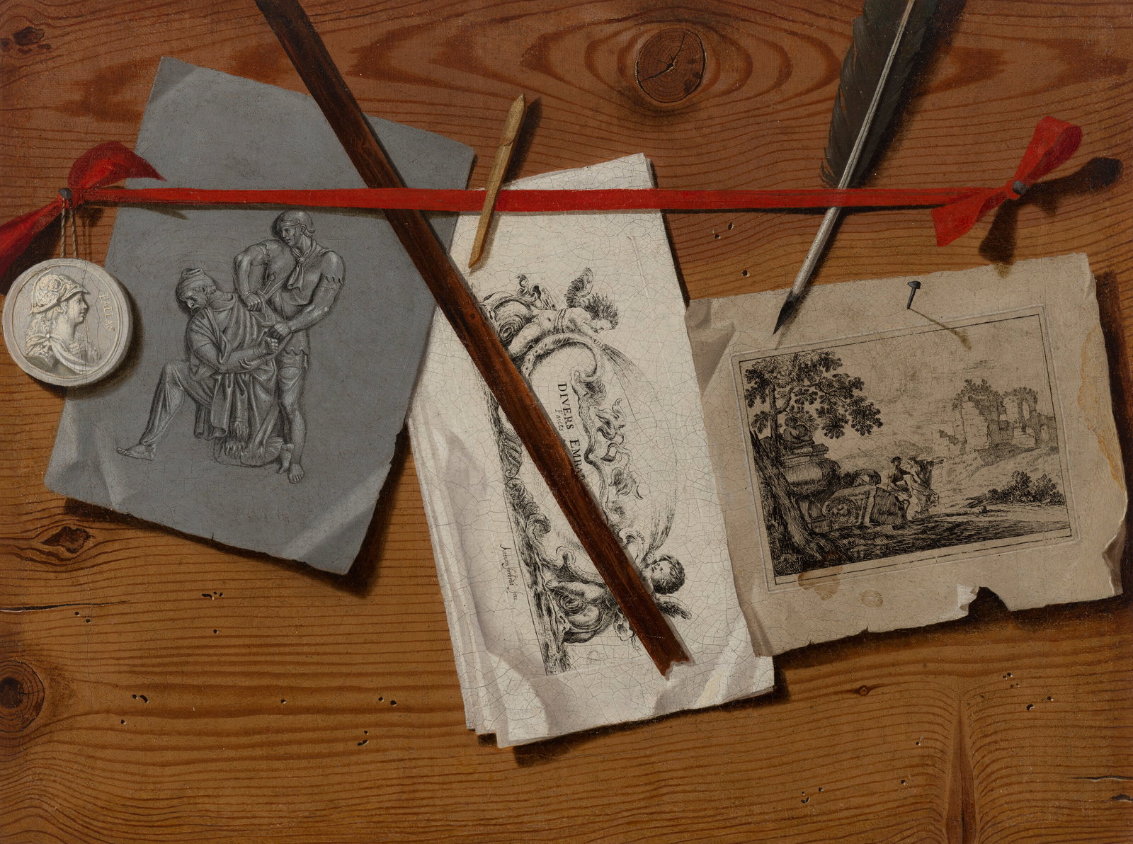 ANTOINE FORBERA, CALLED ANTOINE FORT-BRAS (VENICE ?- C.1690 AVIGNON) A trompe l'oeil with a drawing (1 of 4)