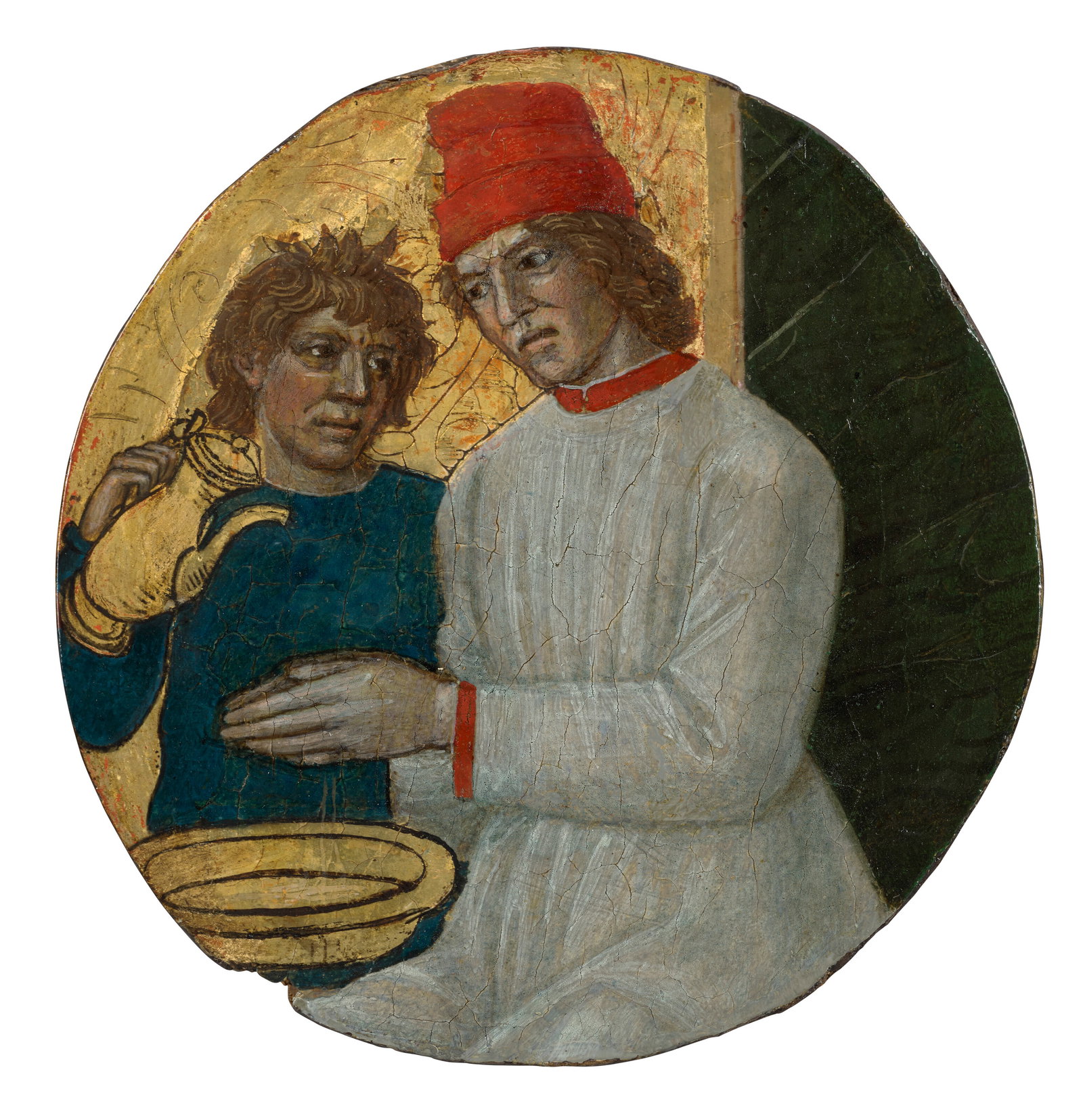 MASTER OF PALAZZO D'ARCO, POSSIBLY IDENTIFIABLE AS FRA BATTISTA SPAGNOLI (ACTIVE ITALY LATE: Details MASTER OF PALAZZO D'ARCO, POSSIBLY IDENTIFIABLE AS FRA BATTISTA SPAGNOLI (ACTIVE ITALY LATE 15TH-EARLY 16TH CENTURIES) Pilate washing his hands - a fragment tempera on panel 6 ¼ x 6 in. (