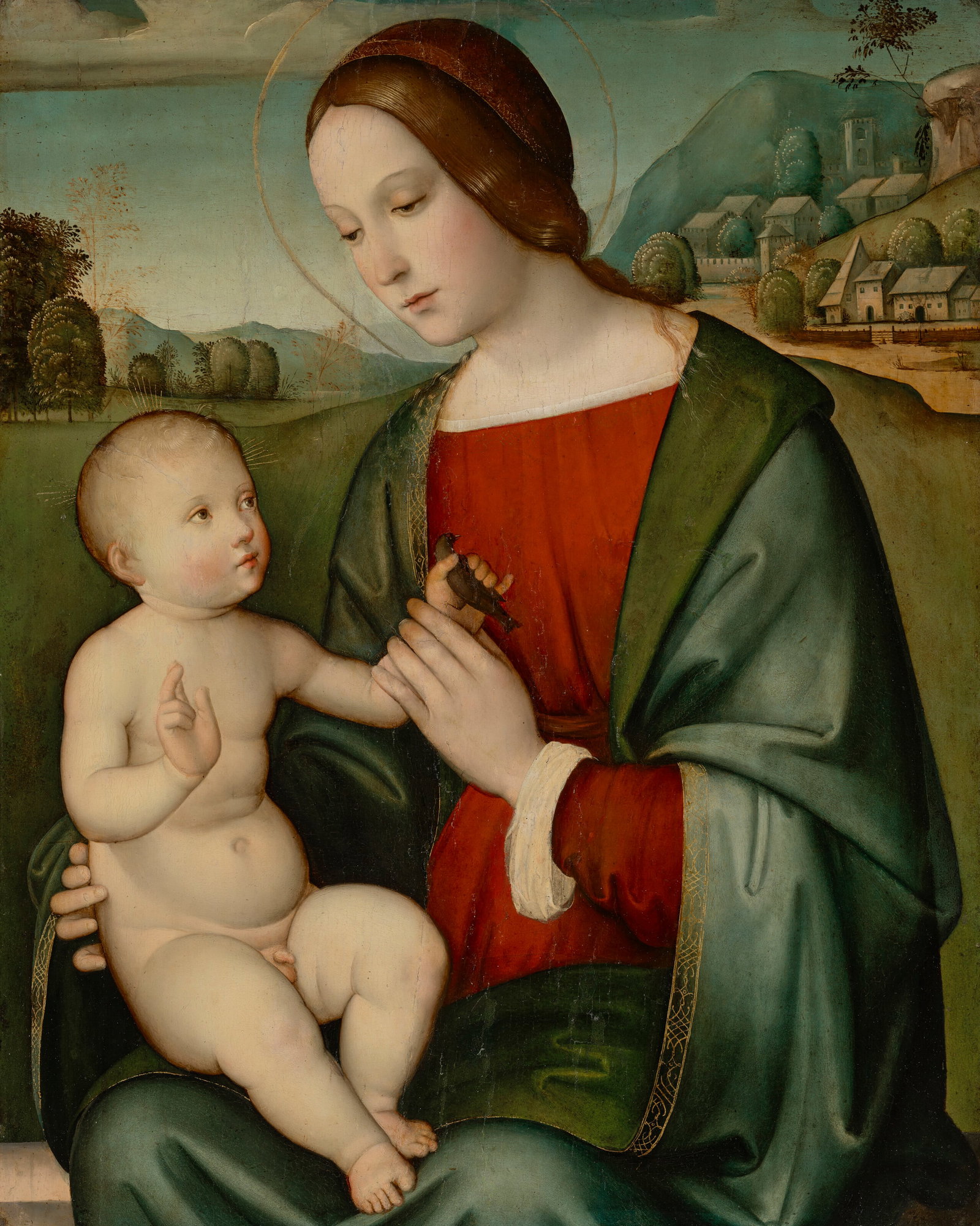 FRANCESCO FRANCIA (BOLOGNA C. 1447 - 1517) AND STUDIO The Madonna and Child with a goldfinch (1 of 4)