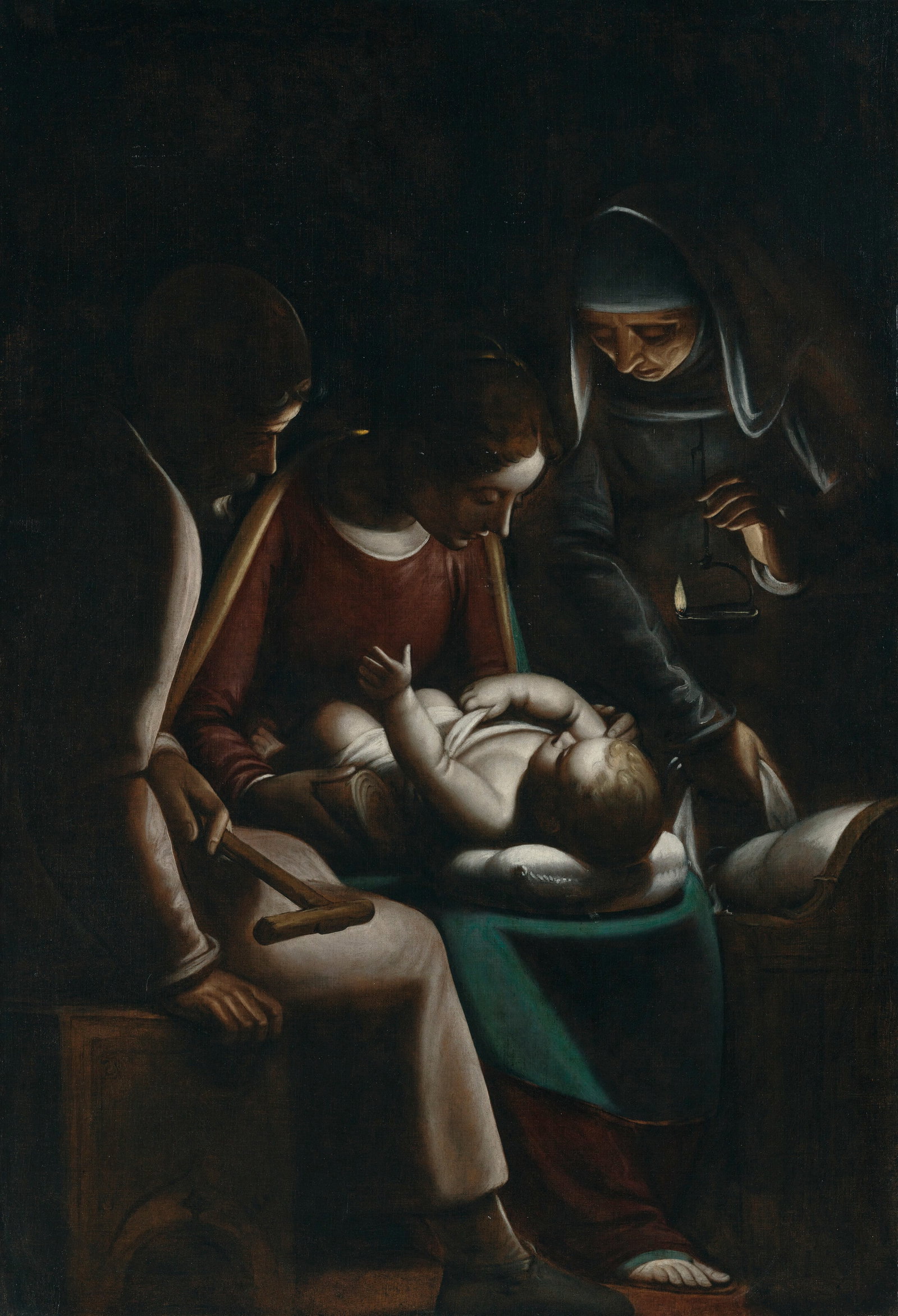 WORKSHOP OF LUCA CAMBIASO (GENOA 1527-1585 MADRID) The Holy Family with Saint Anne, by candlelight: Details WORKSHOP OF LUCA CAMBIASO (GENOA 1527-1585 MADRID) The Holy Family with Saint Anne, by candlelight oil on canvas 56 ¾ x 39 1⁄8 in. (144.1 x 99.3 cm.) Provenance with Rubinacci